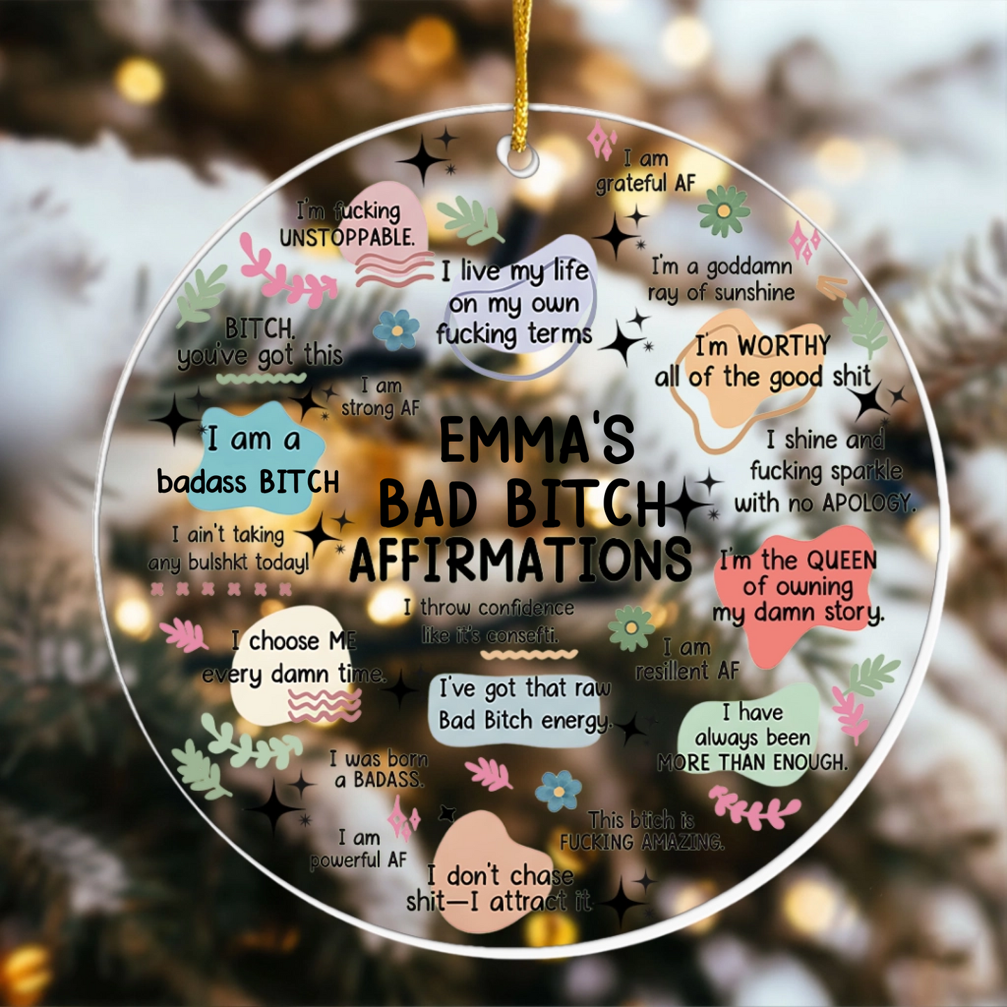 Funny Ornament Bad B*tch Affirmations - Personalized Acrylic Ornament
