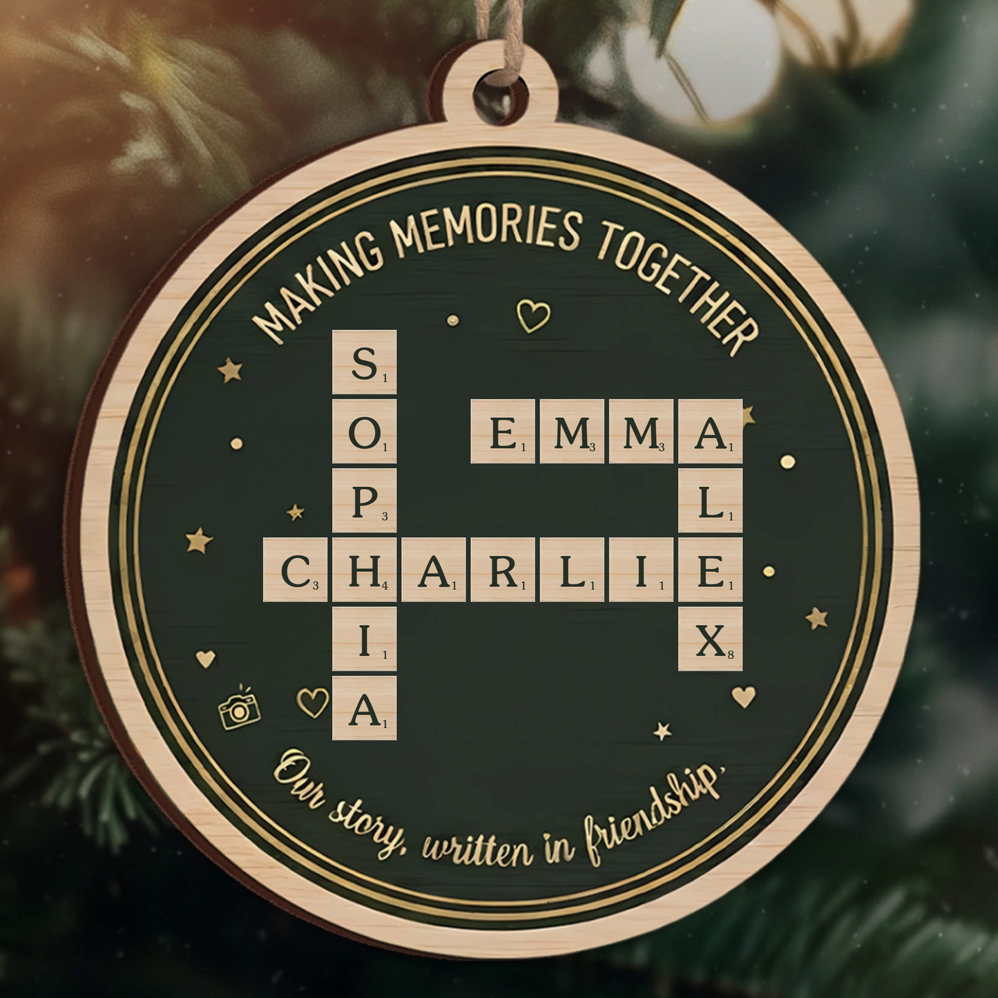 Making Memories Together Ornament - Personalized Name Connection Christmas Decor