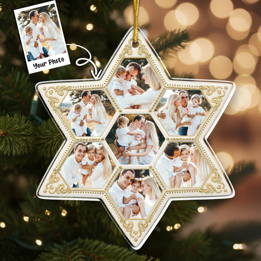 Family Photo Star Ornament 2025 - Custom Name Keepsake
