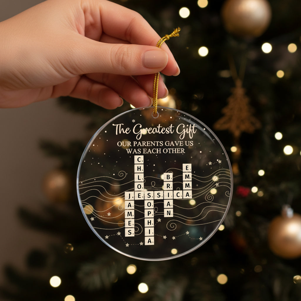 Brothers & Sisters Forever Linked Together Scrabble 2025 Christmas Ornament - Personalized Acrylic Ornament