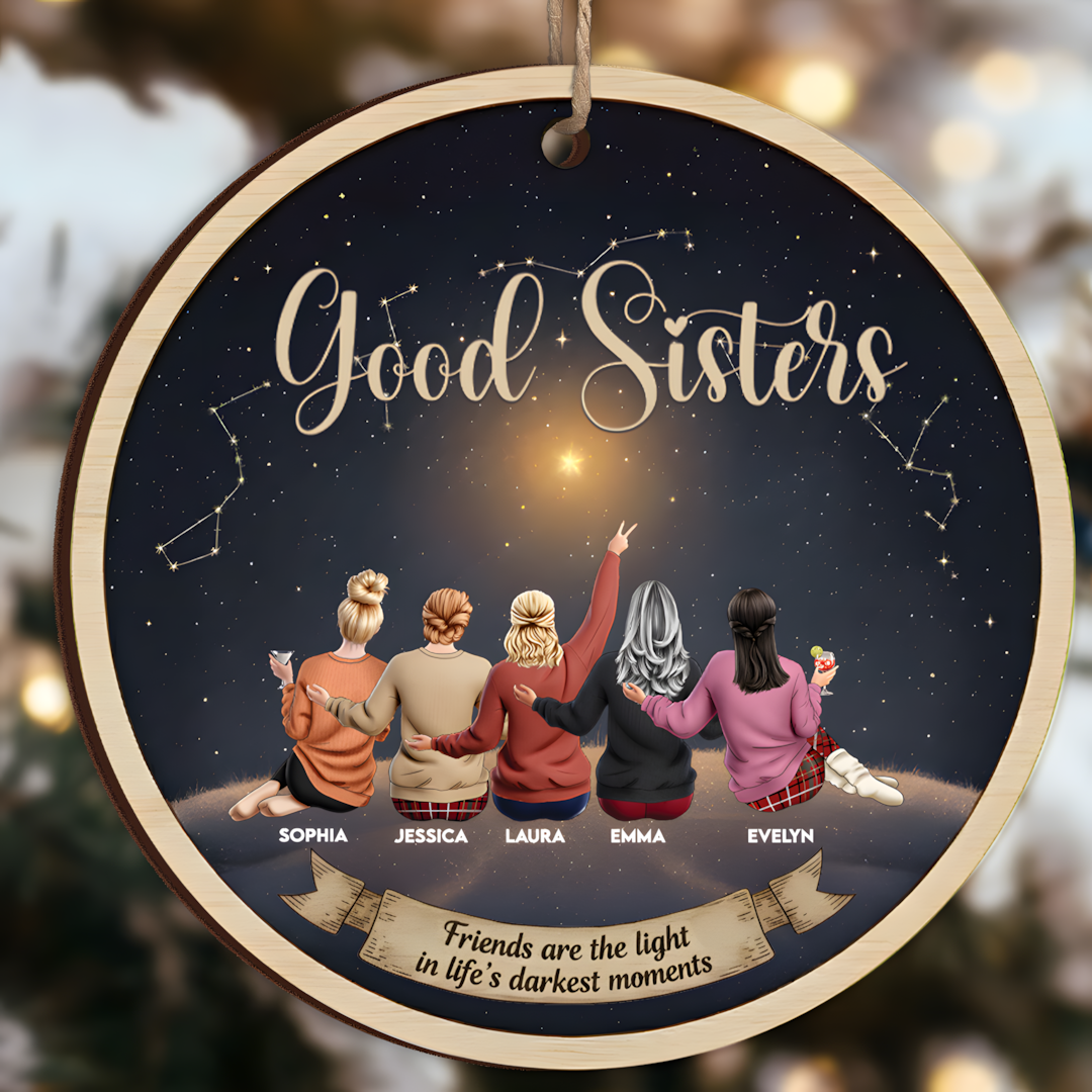 Friends Are The Light In Life - Thank You Gifts For Friends, Sisters - Personalized Wood Ornament - Christmas Gift For Friend