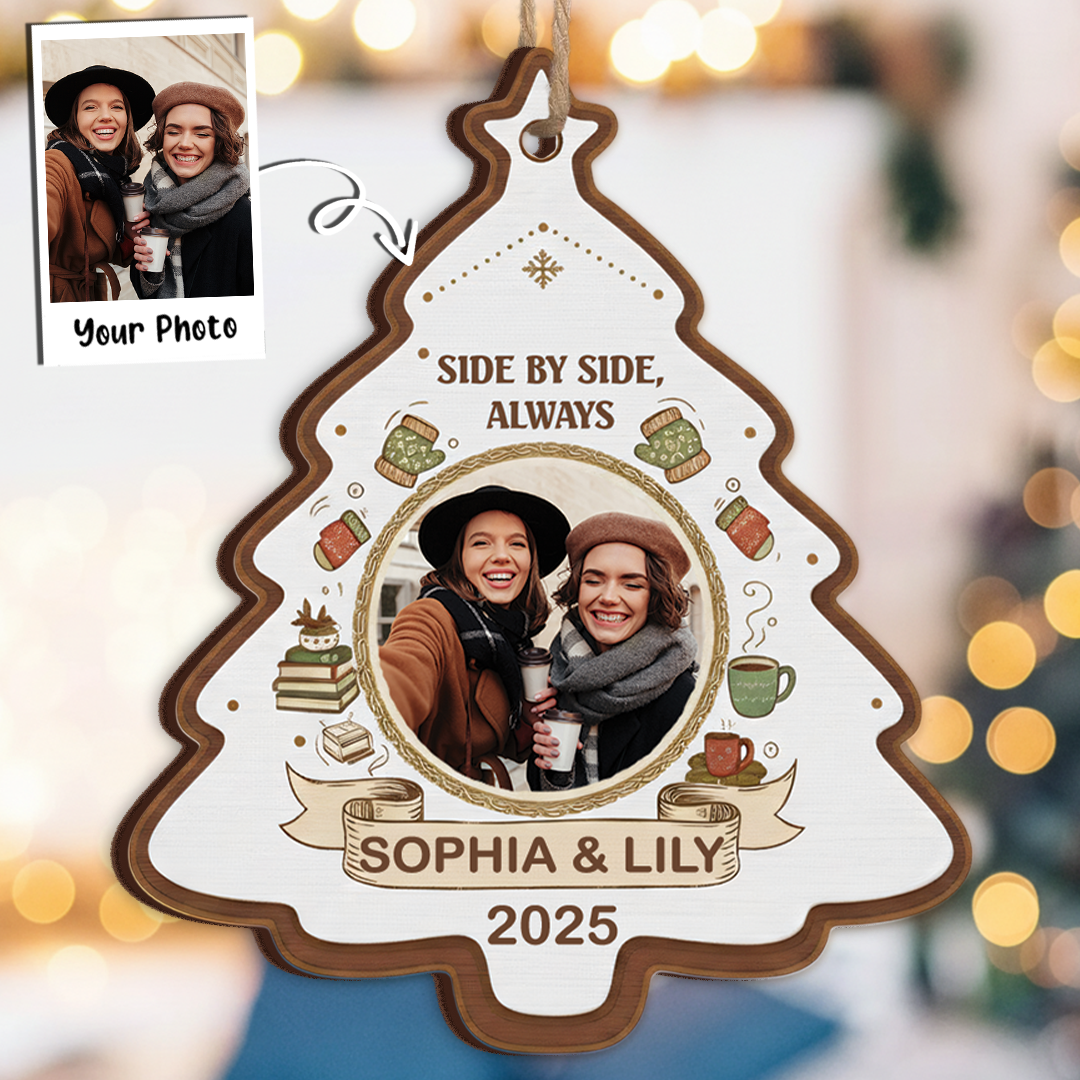 Side by Side, Always - Personalized Three Friends Christmas Tree Ornament