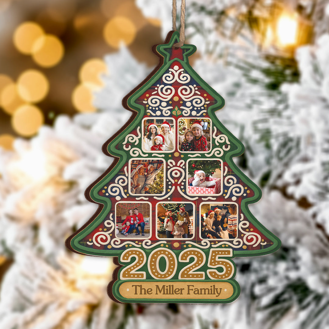Custom Family Christmas Ornament 2025 – Personalized Photo Tree Hanging Keepsake Gift