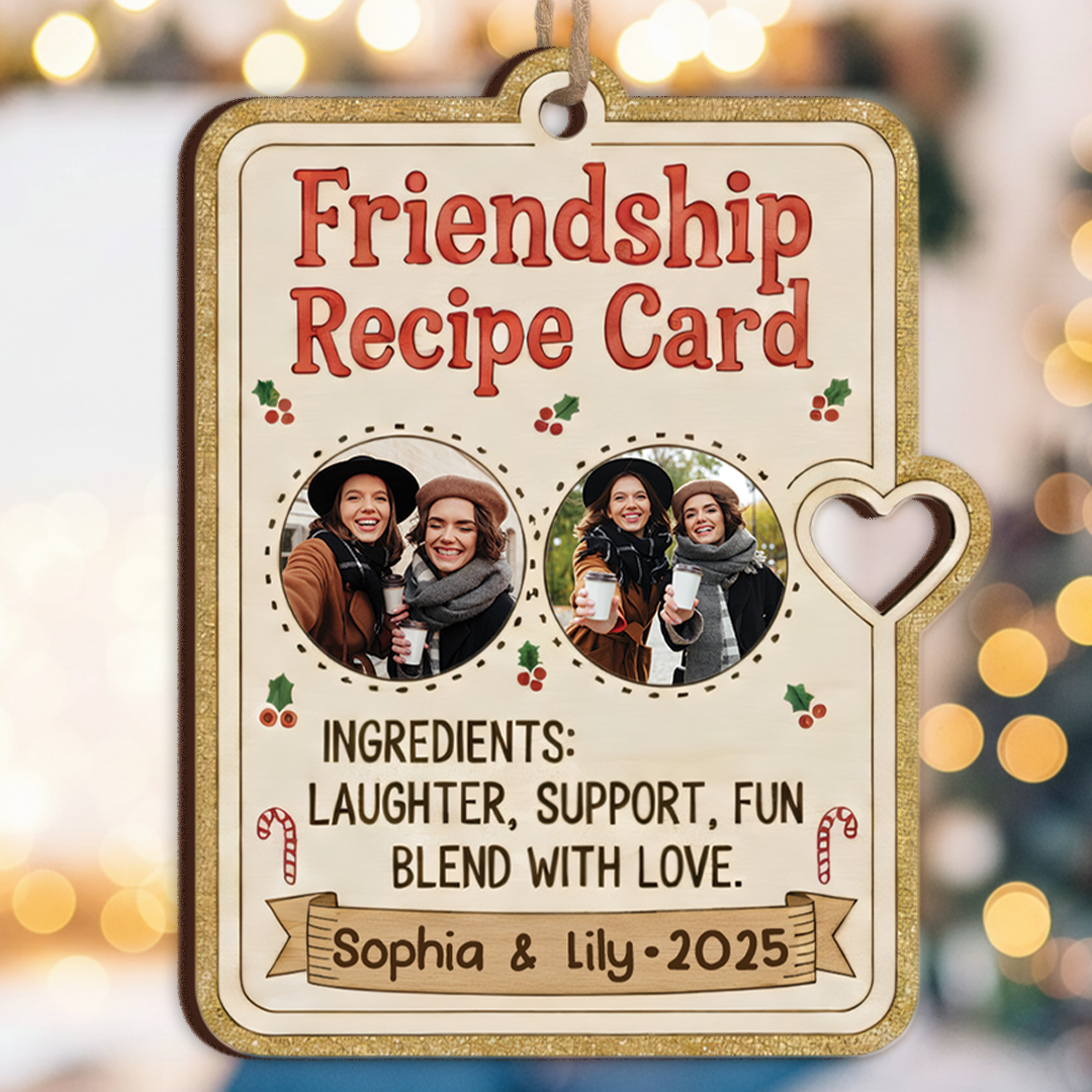 Friendship Recipe Ornament 2025 - Custom Names & Pictures Keepsake