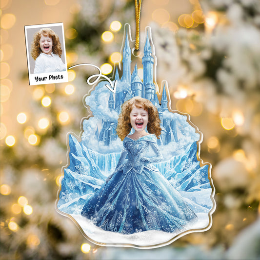 Ice Princess - Custom Face Ornament Gifts For Daughter, Girl, Kids - Personalized Acrylic Photo Ornament