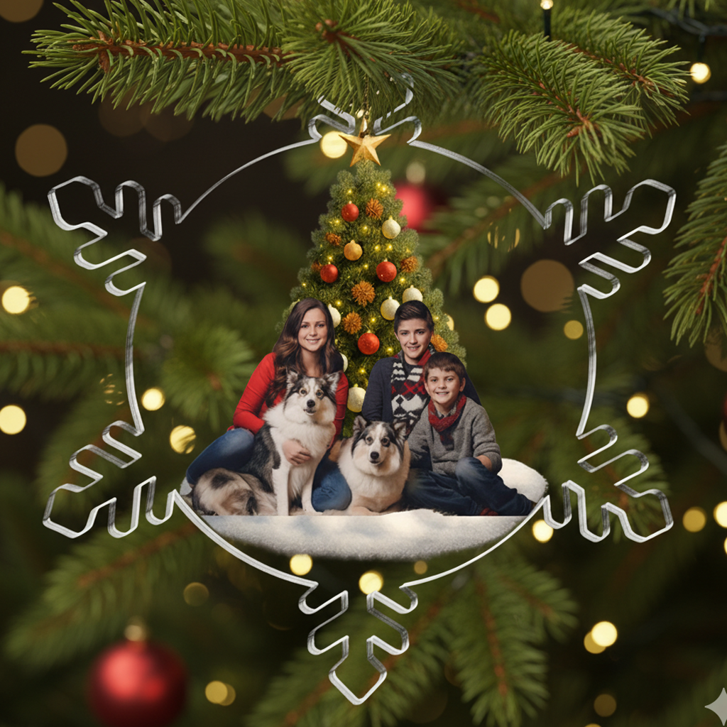 Snowflakes Custom Photo Family, Friends - Personalized Acrylic Photo Ornament