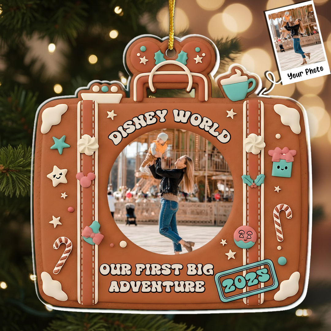Our First Big Adventure Custom Photo Ornament - Gingerbread Gift