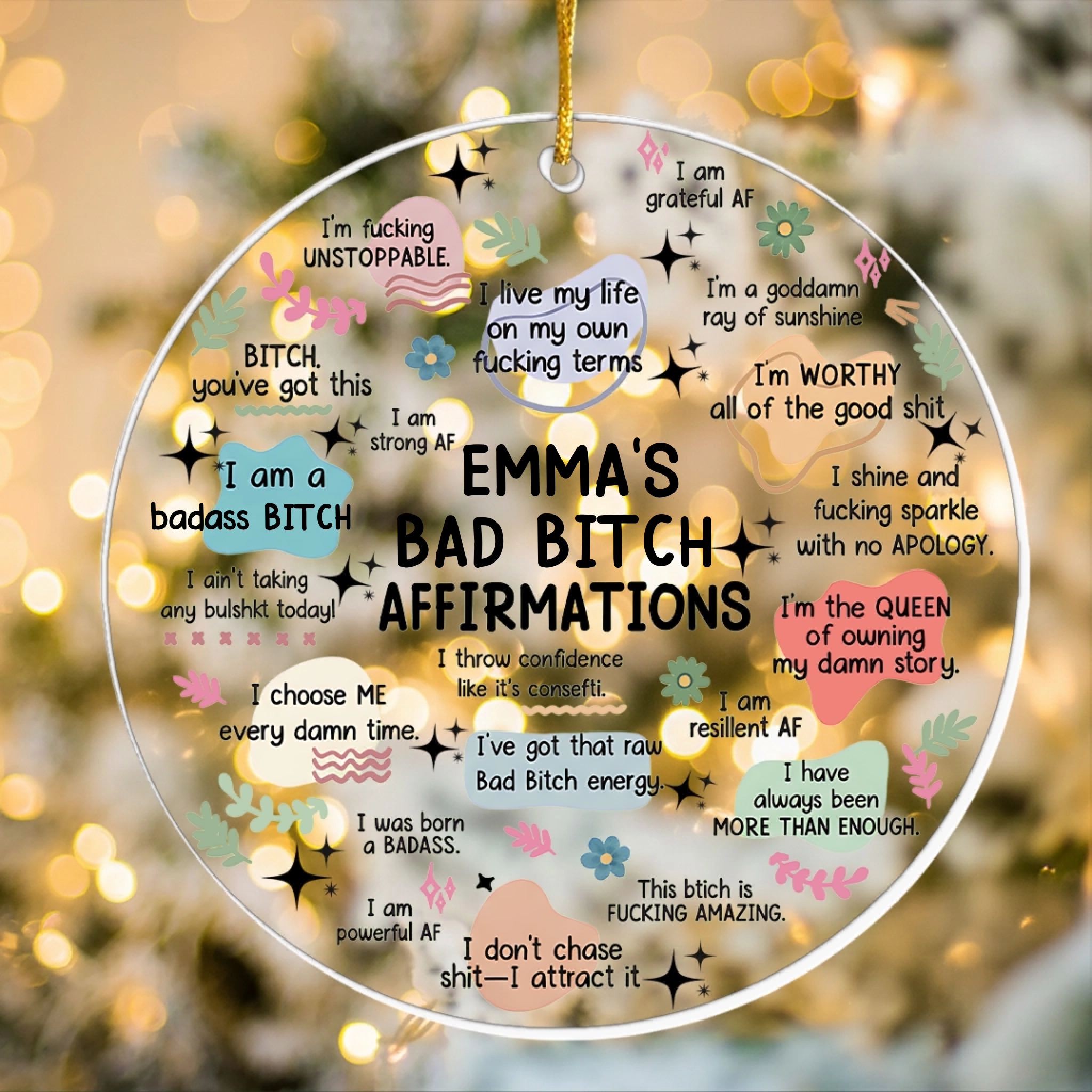 Funny Ornament Bad B*tch Affirmations - Personalized Acrylic Ornament