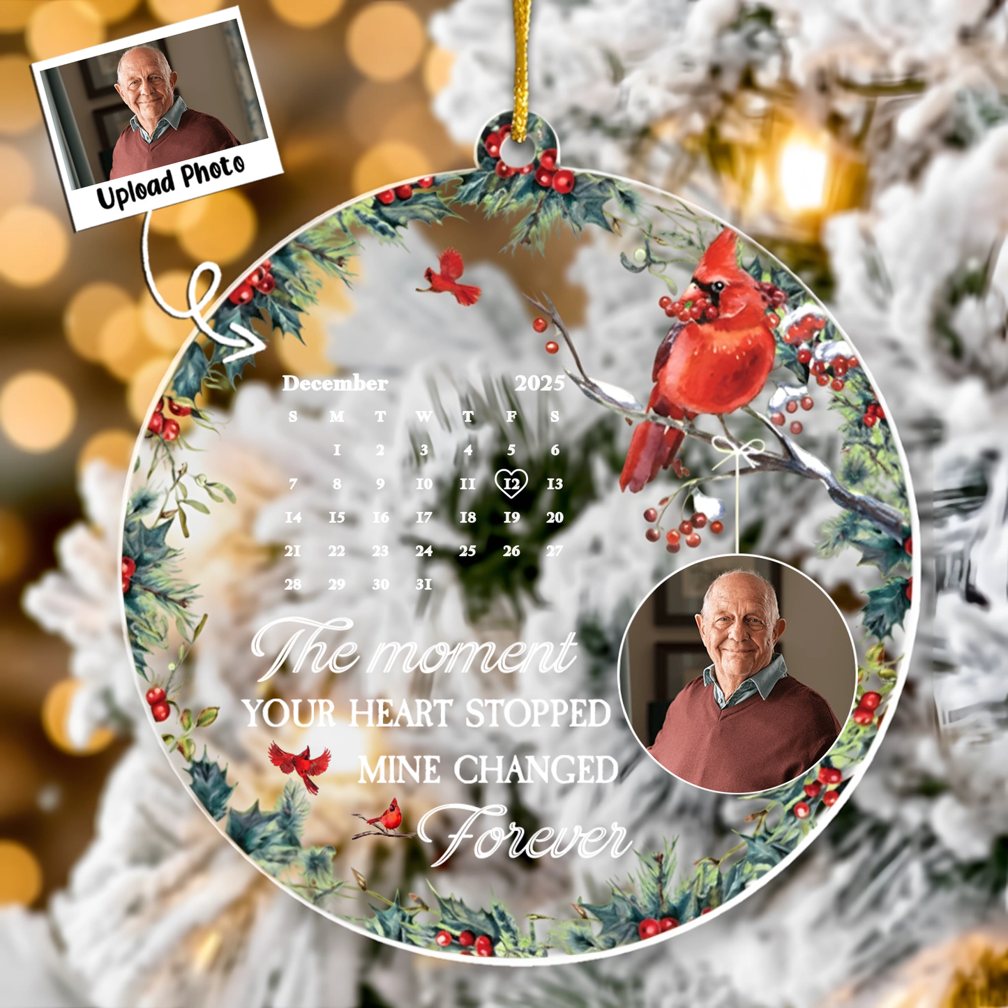 The Moment Your Heart Stopped Mine Changed Forever - Personalized Acrylic Photo Ornament