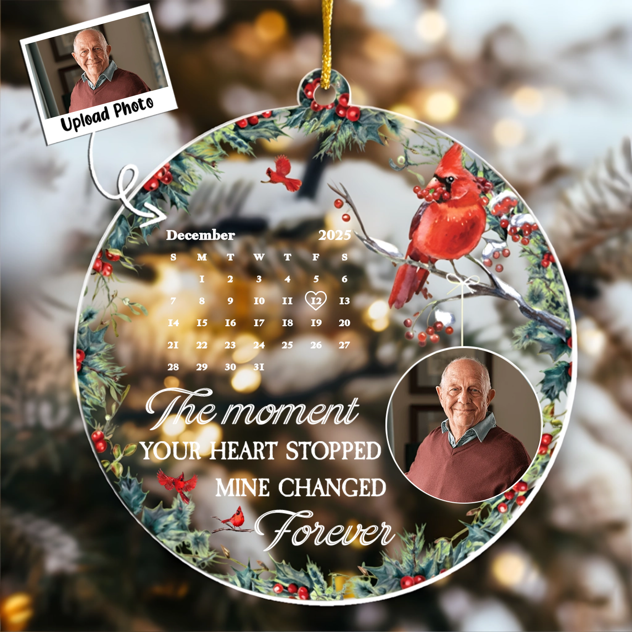The Moment Your Heart Stopped Mine Changed Forever - Personalized Acrylic Photo Ornament
