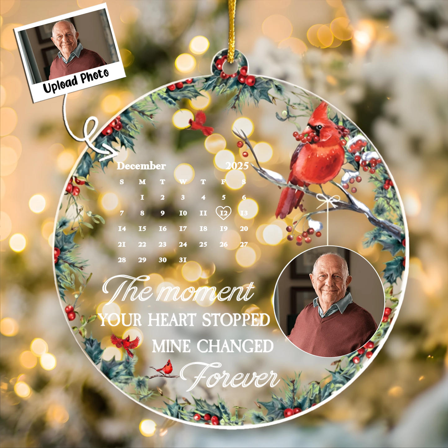 The Moment Your Heart Stopped Mine Changed Forever - Personalized Acrylic Photo Ornament