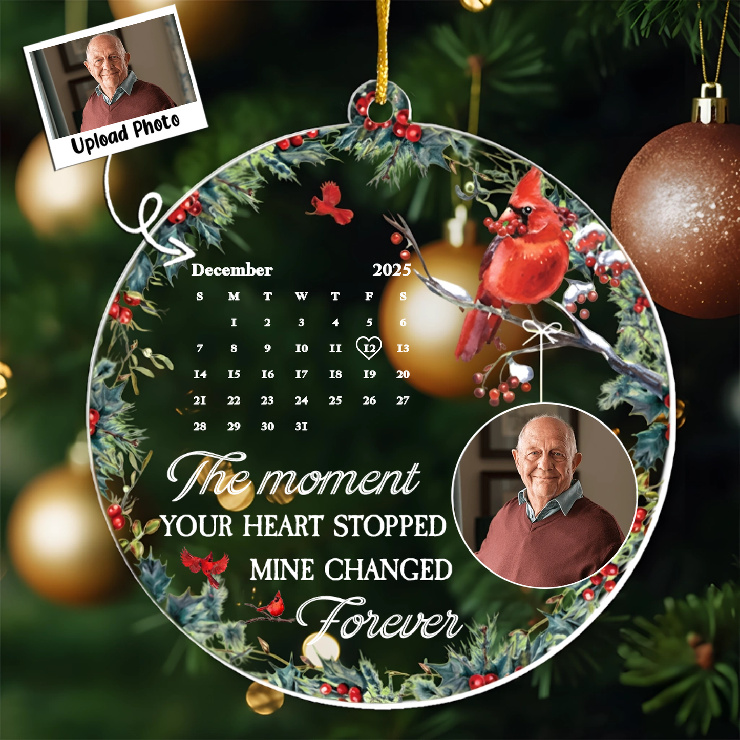 The Moment Your Heart Stopped Mine Changed Forever - Personalized Acrylic Photo Ornament