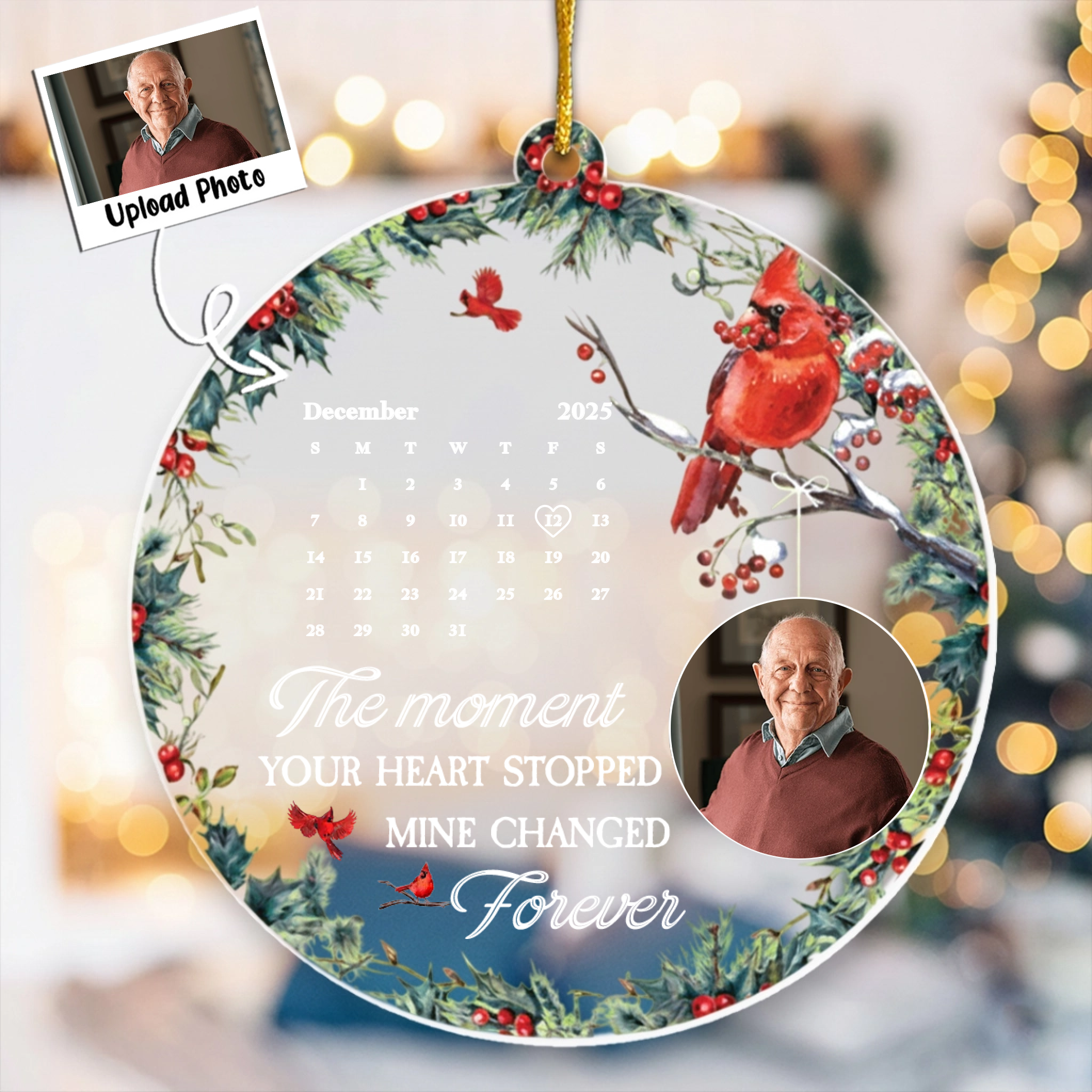The Moment Your Heart Stopped Mine Changed Forever - Personalized Acrylic Photo Ornament