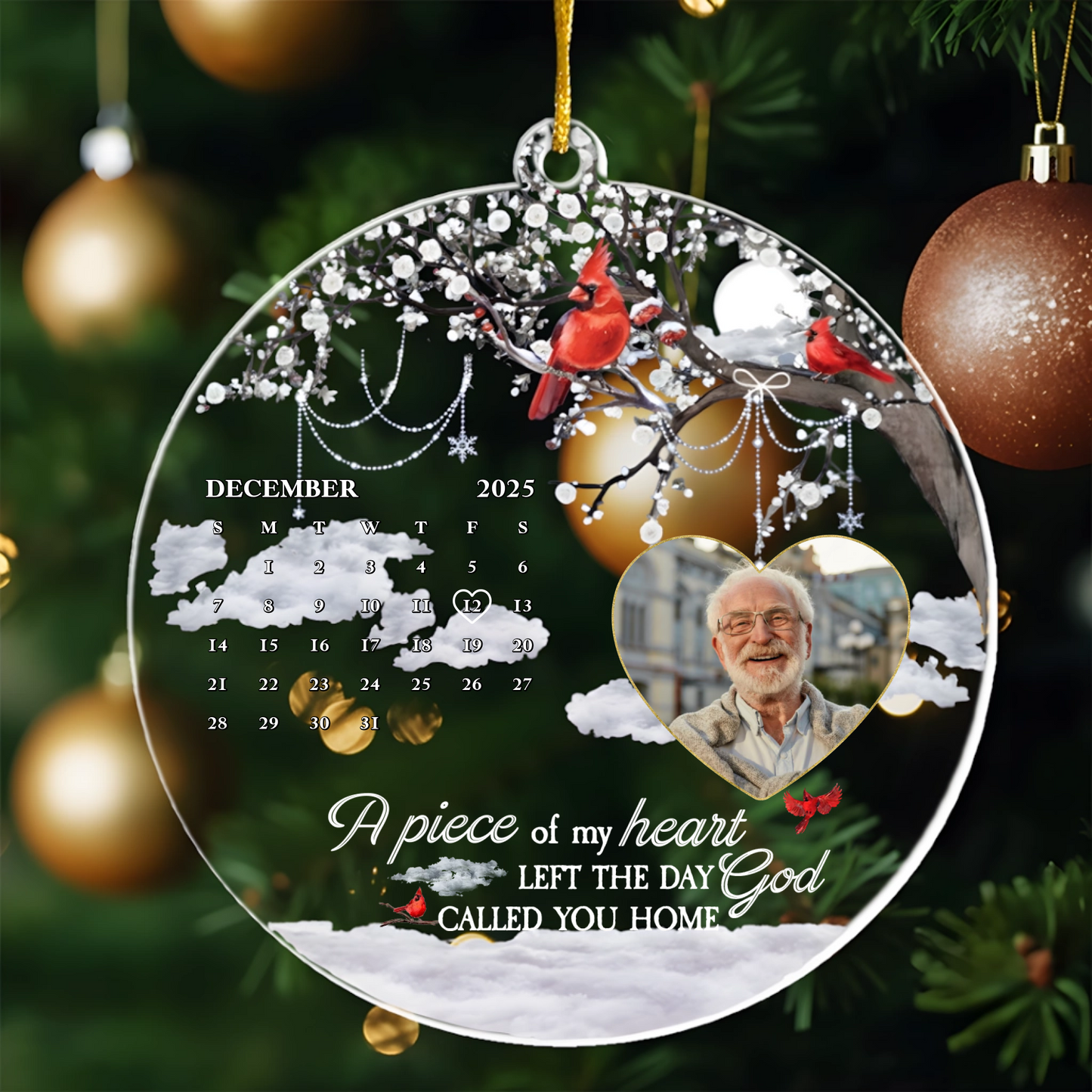 A Piece Of My Heart Left The Day God Called You Home - Personalized Acrylic Photo Ornament