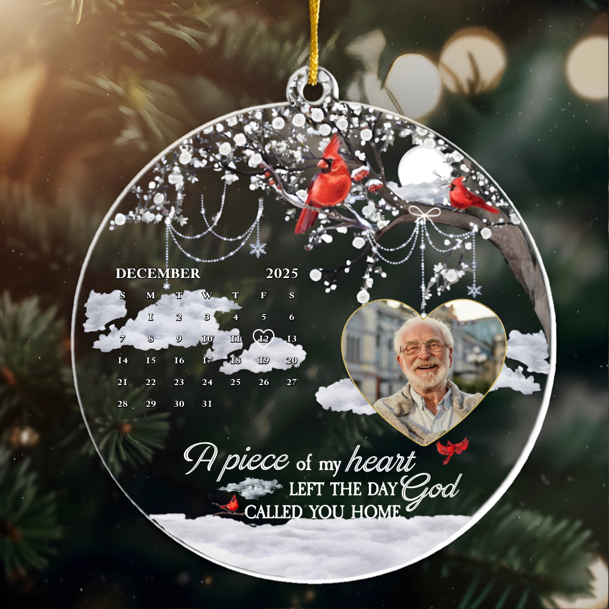 A Piece Of My Heart Left The Day God Called You Home - Personalized Acrylic Photo Ornament