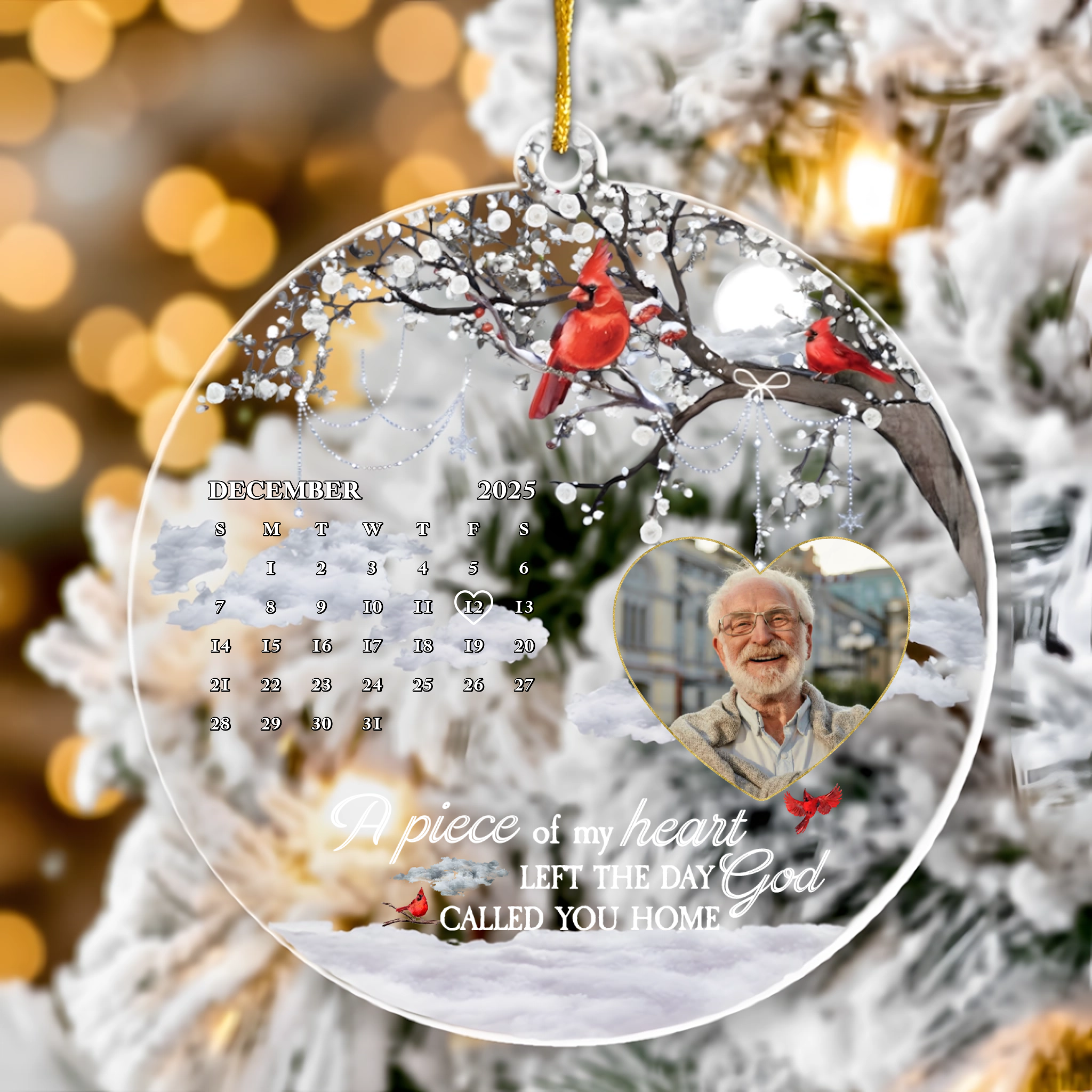 A Piece Of My Heart Left The Day God Called You Home - Personalized Acrylic Photo Ornament