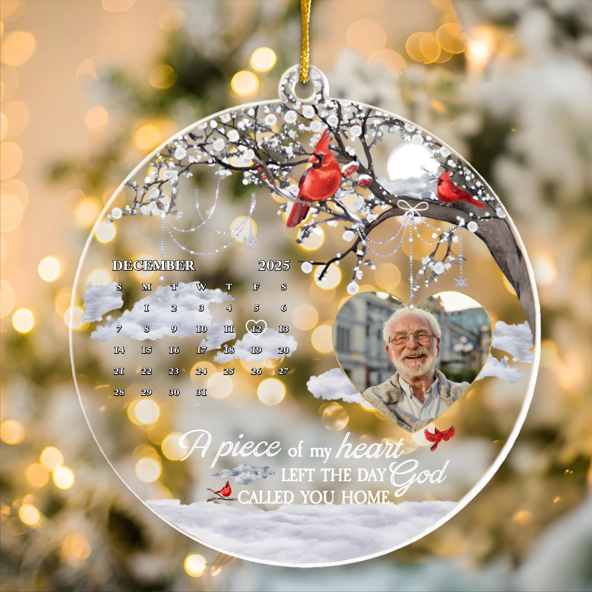 A Piece Of My Heart Left The Day God Called You Home - Personalized Acrylic Photo Ornament