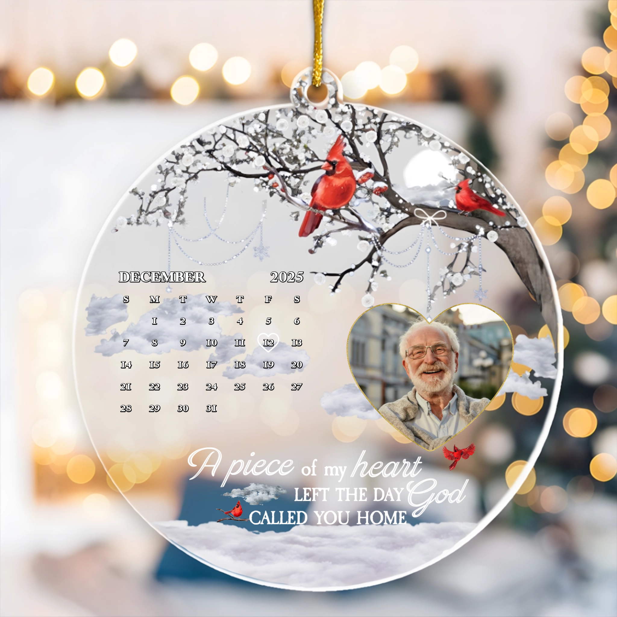 A Piece Of My Heart Left The Day God Called You Home - Personalized Acrylic Photo Ornament