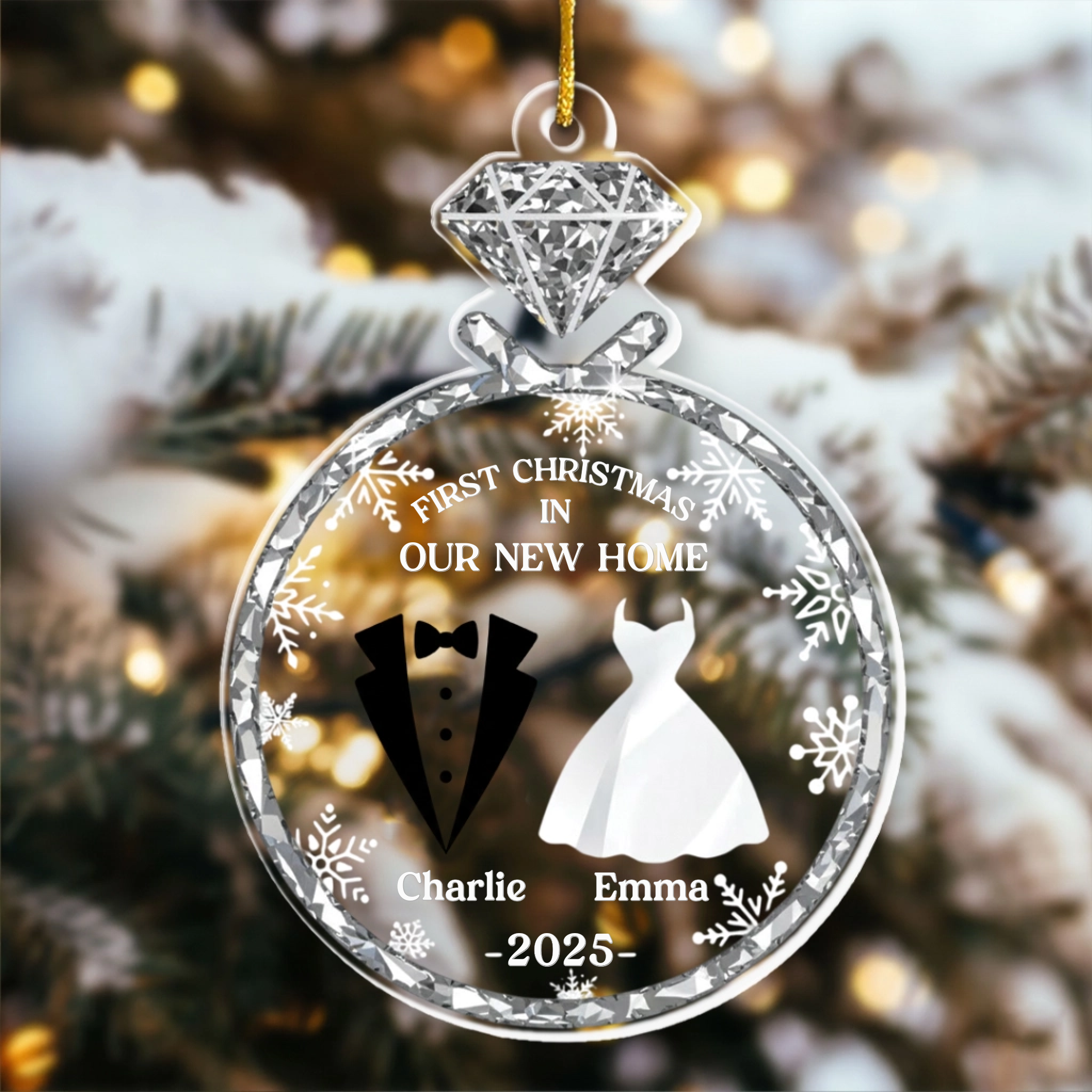 Personalized Anniversary Christmas Wedding Gifts For Husband And Wife, Him And Her - Newlywed Christmas Vibes
