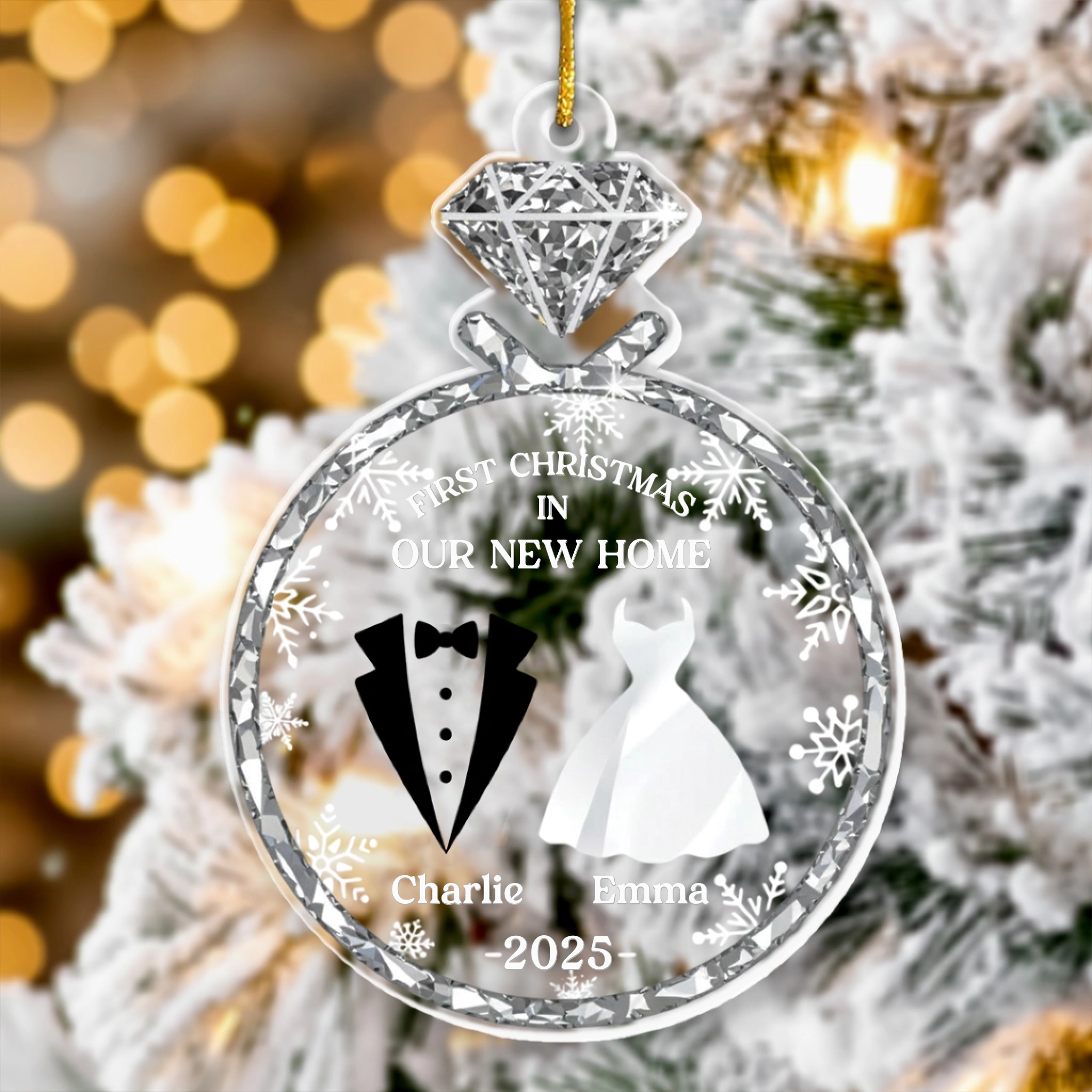 Personalized Anniversary Christmas Wedding Gifts For Husband And Wife, Him And Her - Newlywed Christmas Vibes