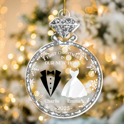Personalized Anniversary Christmas Wedding Gifts For Husband And Wife, Him And Her - Newlywed Christmas Vibes