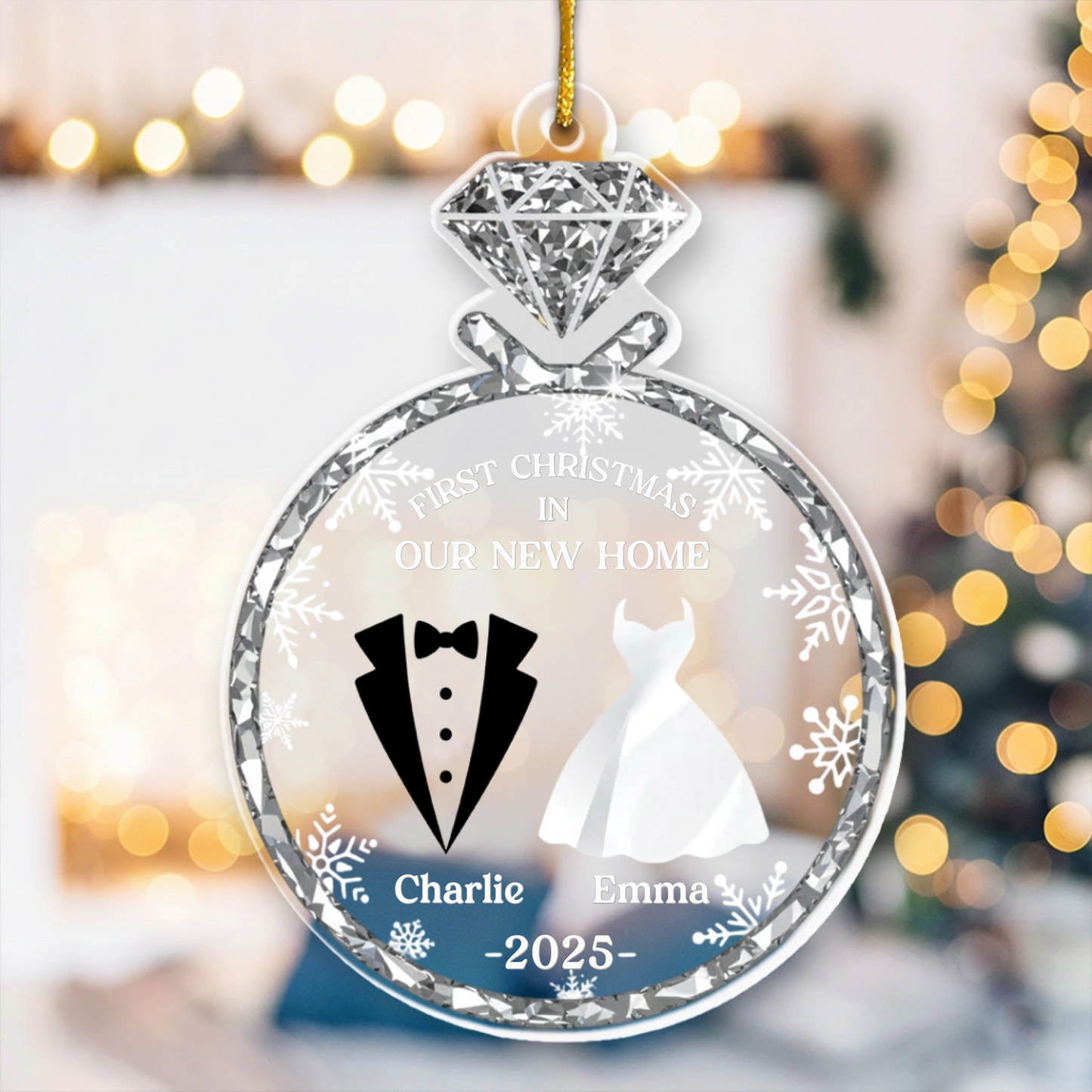 Personalized Anniversary Christmas Wedding Gifts For Husband And Wife, Him And Her - Newlywed Christmas Vibes