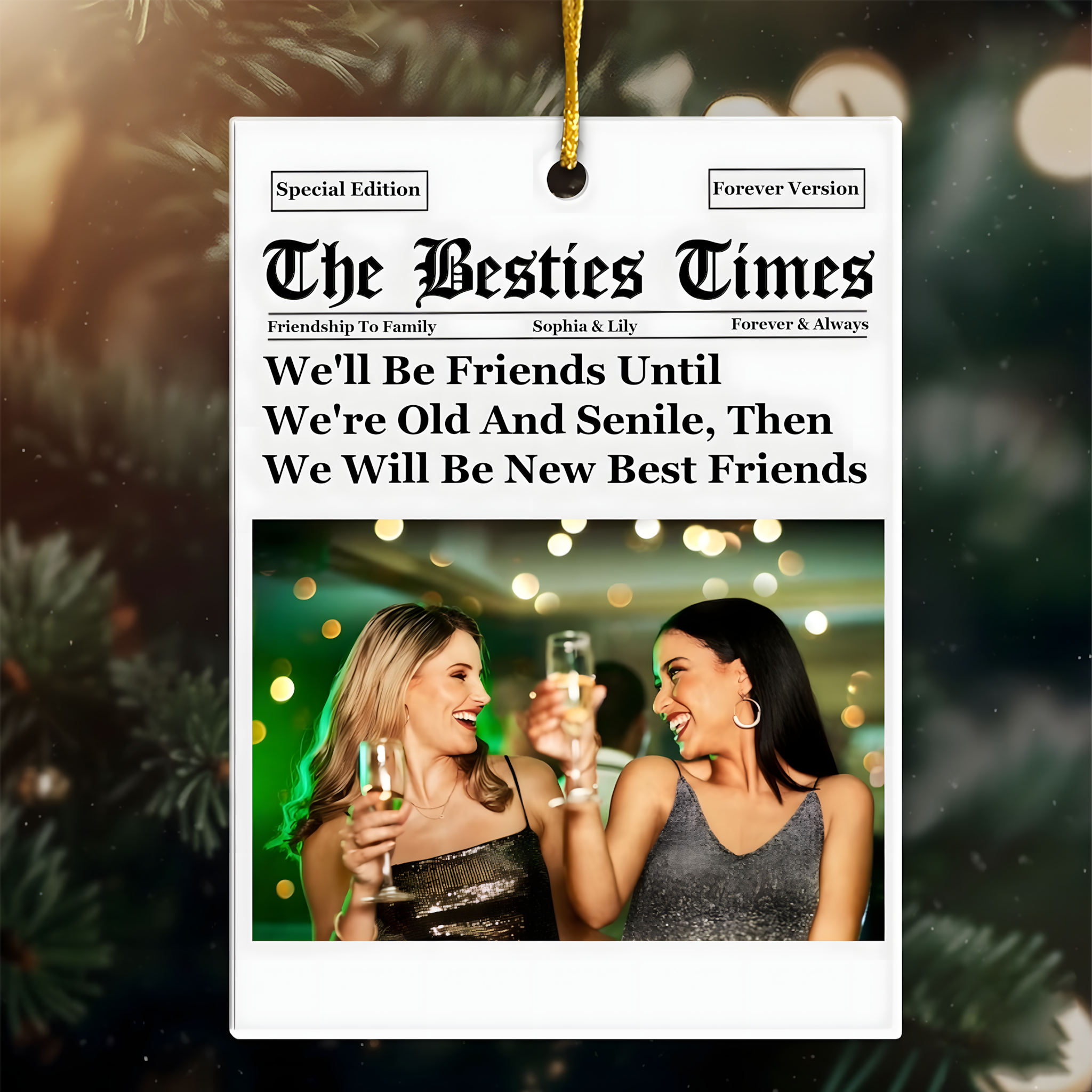 The Besties Times - Christmas Friendship Thank You Gifts - Personalized Acrylic Photo Ornament