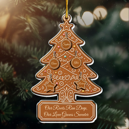 Gingerbread Christmas Tree With Family Names - Personalized Acrylic Ornament