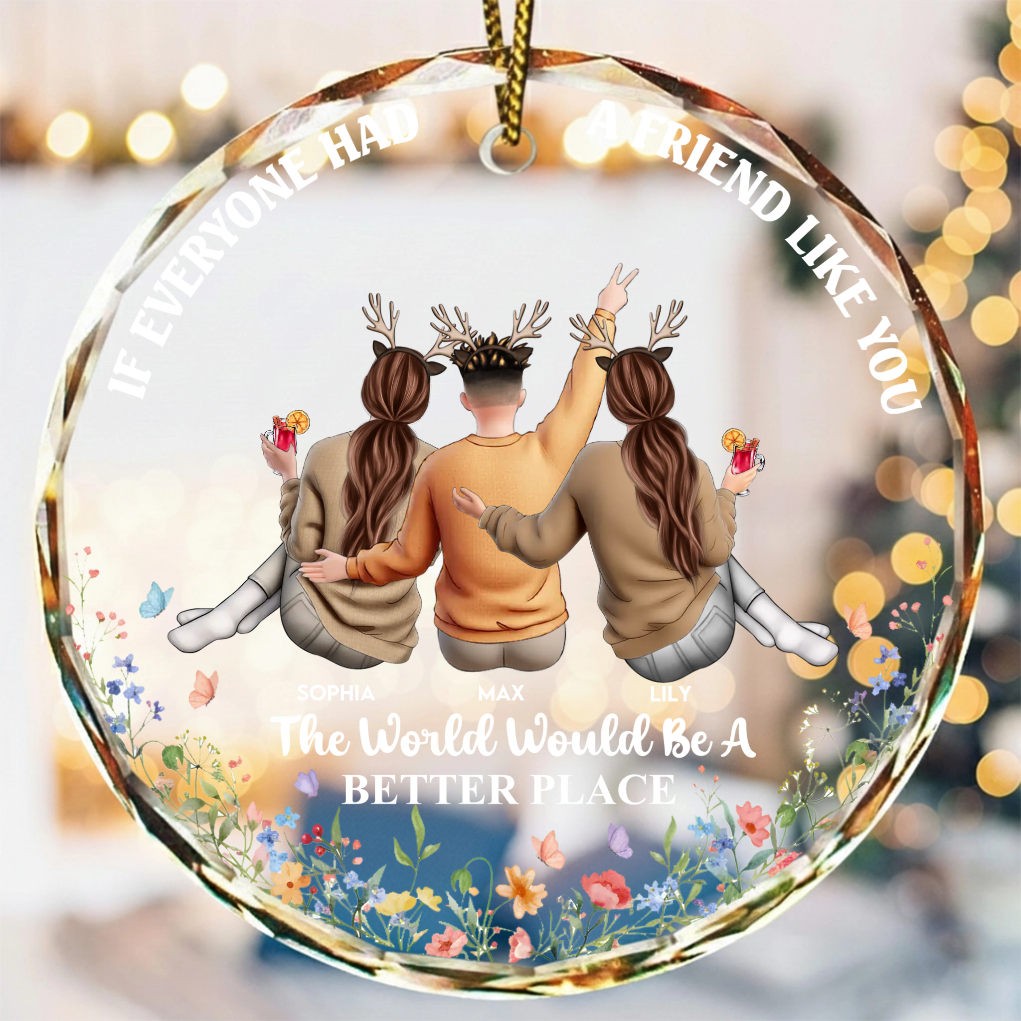 If Everyone Had A Friend Like You 3D Effect Best Friends - Personalized Circle Glass Ornament
