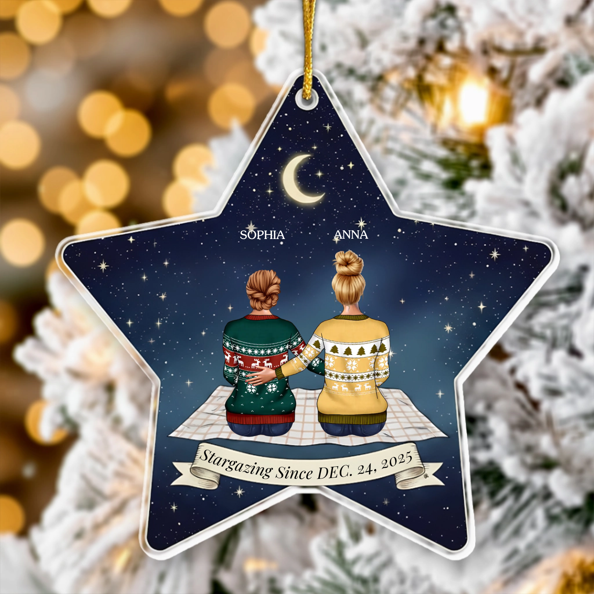 Personalized Trio Friend Ornament - Custom Name & Date Gift