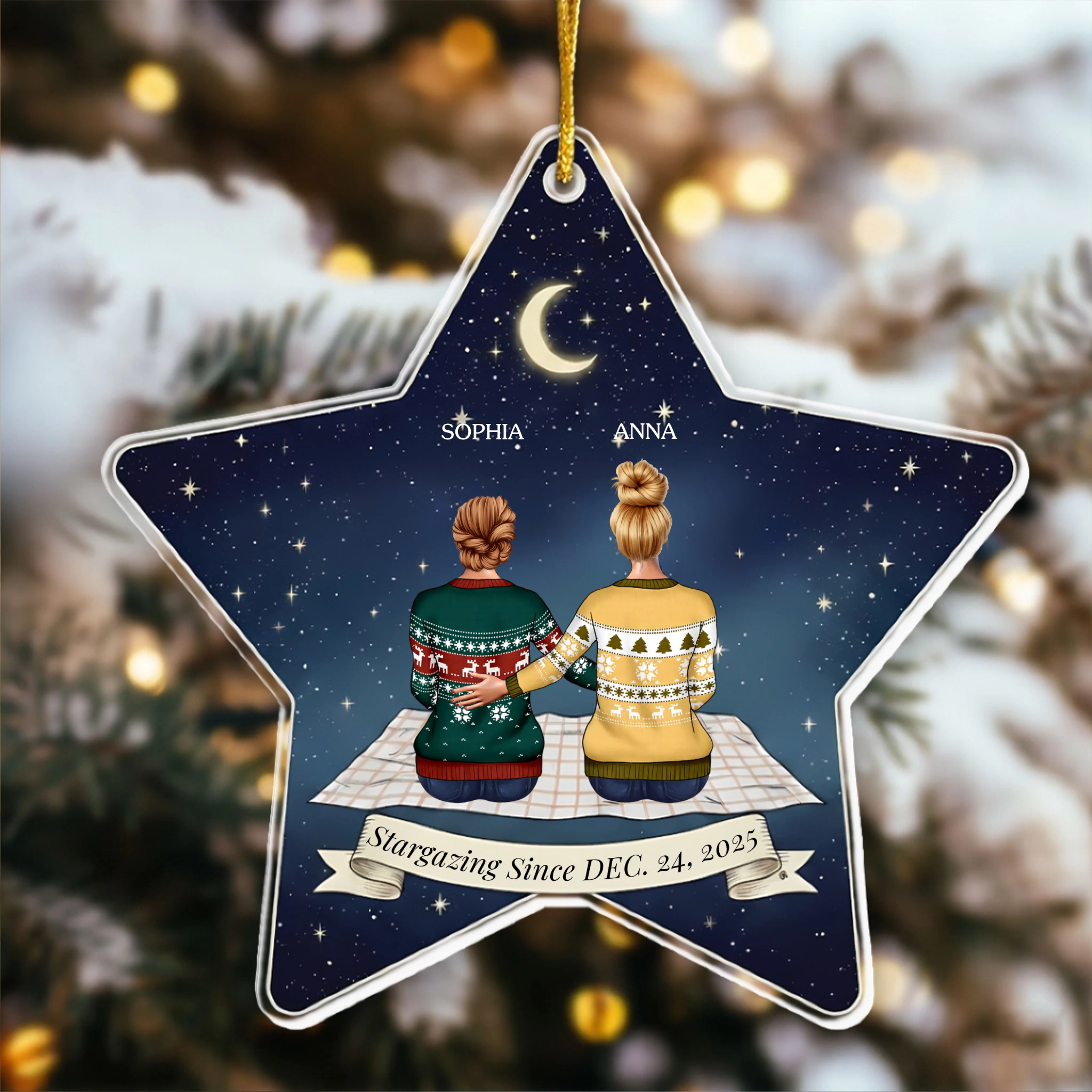 Personalized Trio Friend Ornament - Custom Name & Date Gift