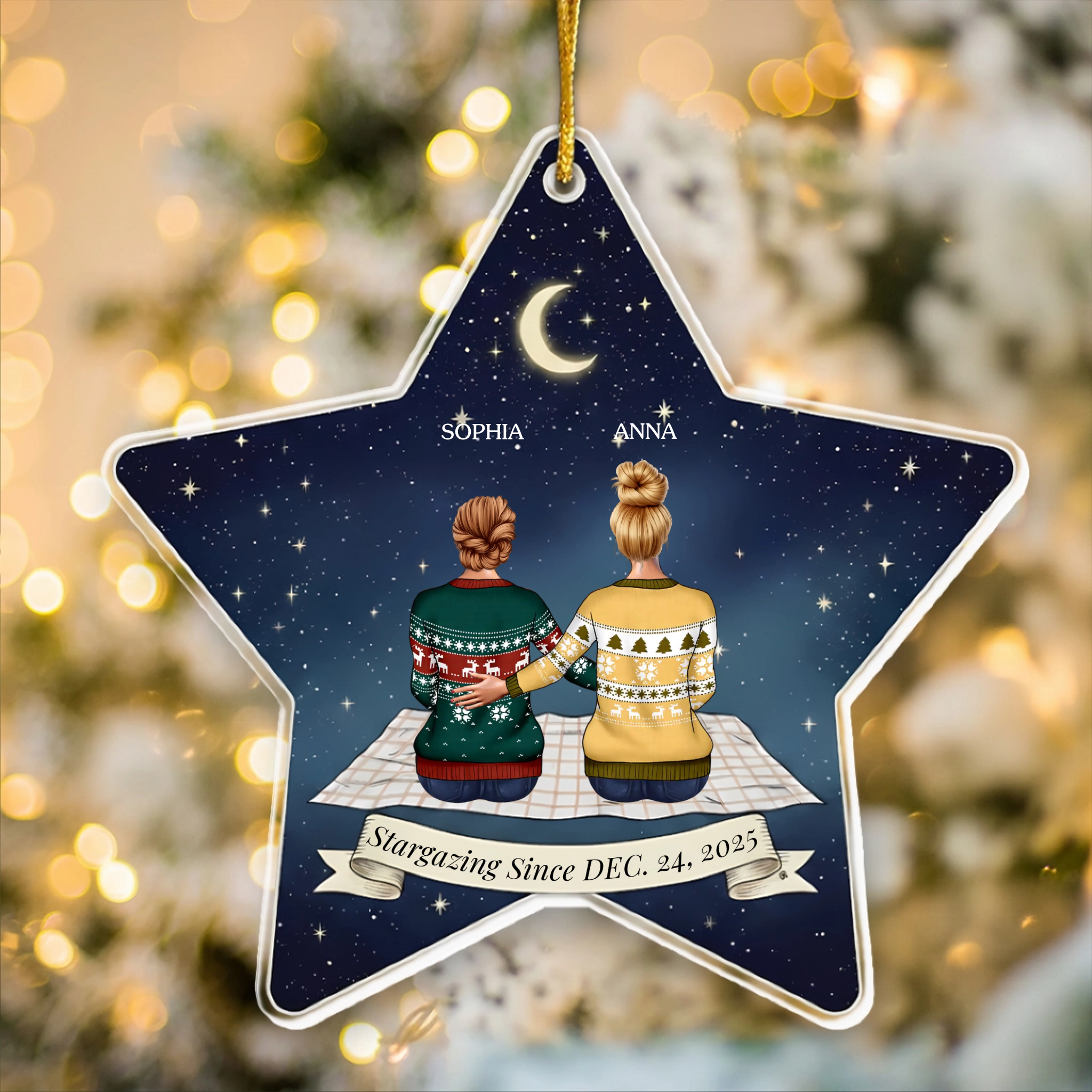 Personalized Trio Friend Ornament - Custom Name & Date Gift