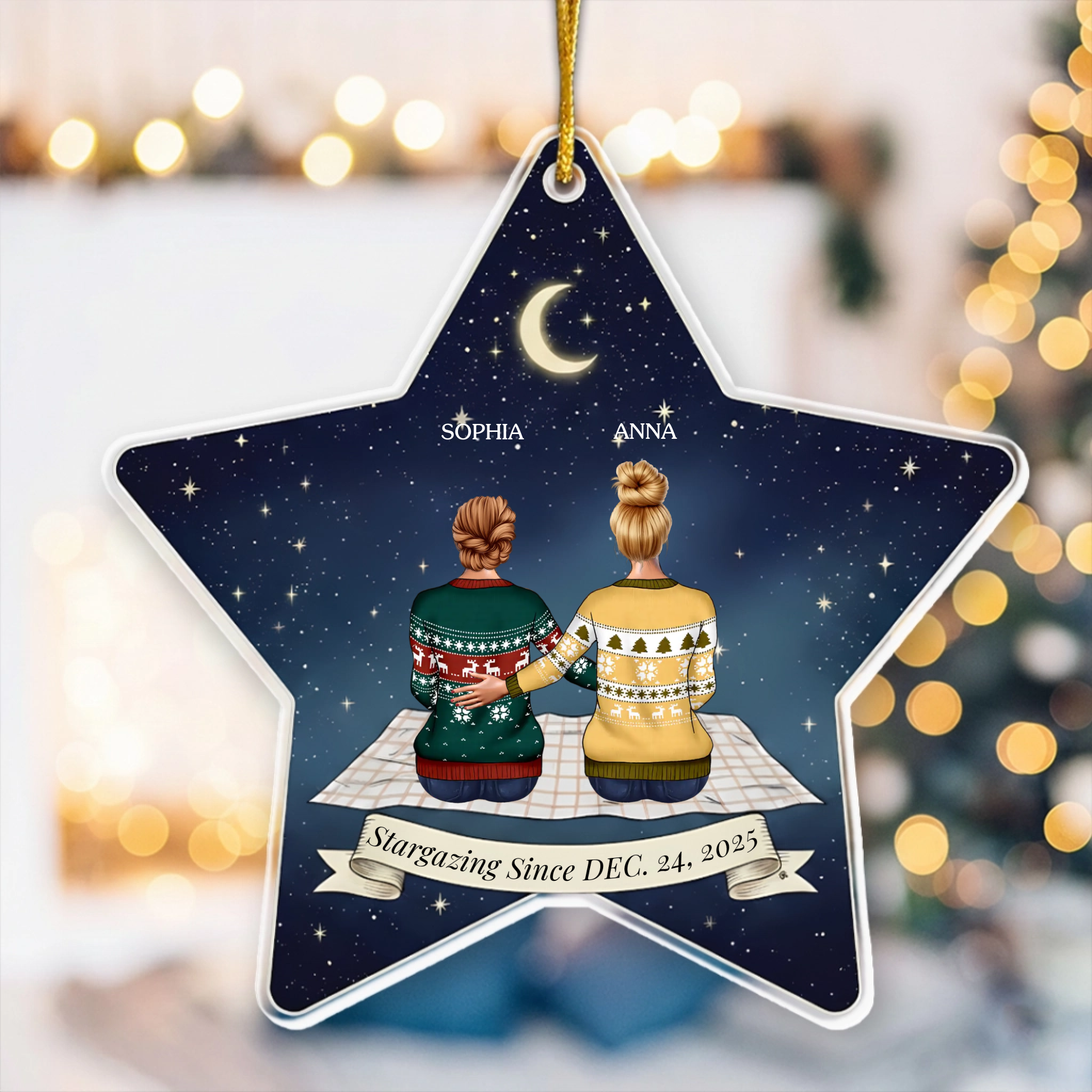 Personalized Trio Friend Ornament - Custom Name & Date Gift