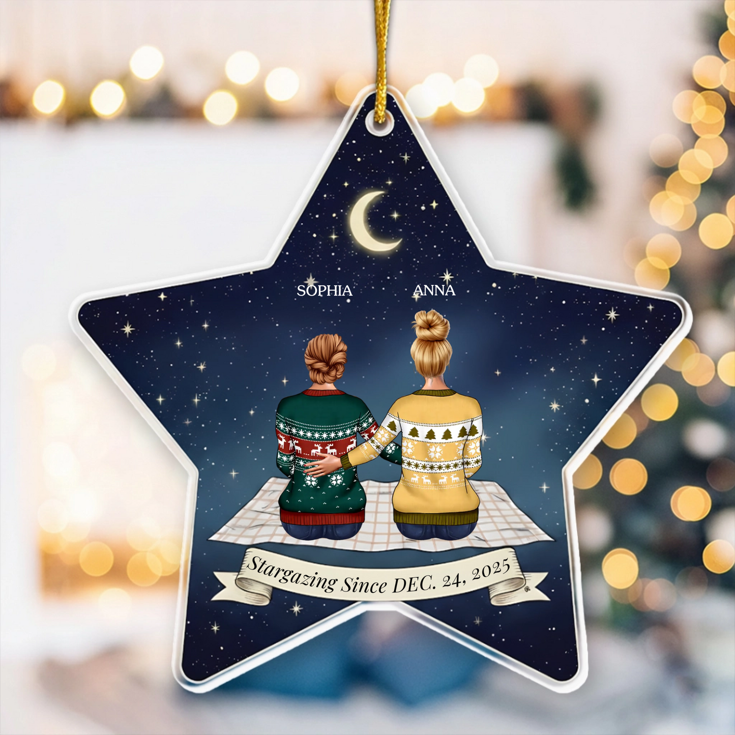 Personalized Trio Friend Ornament - Custom Name & Date Gift