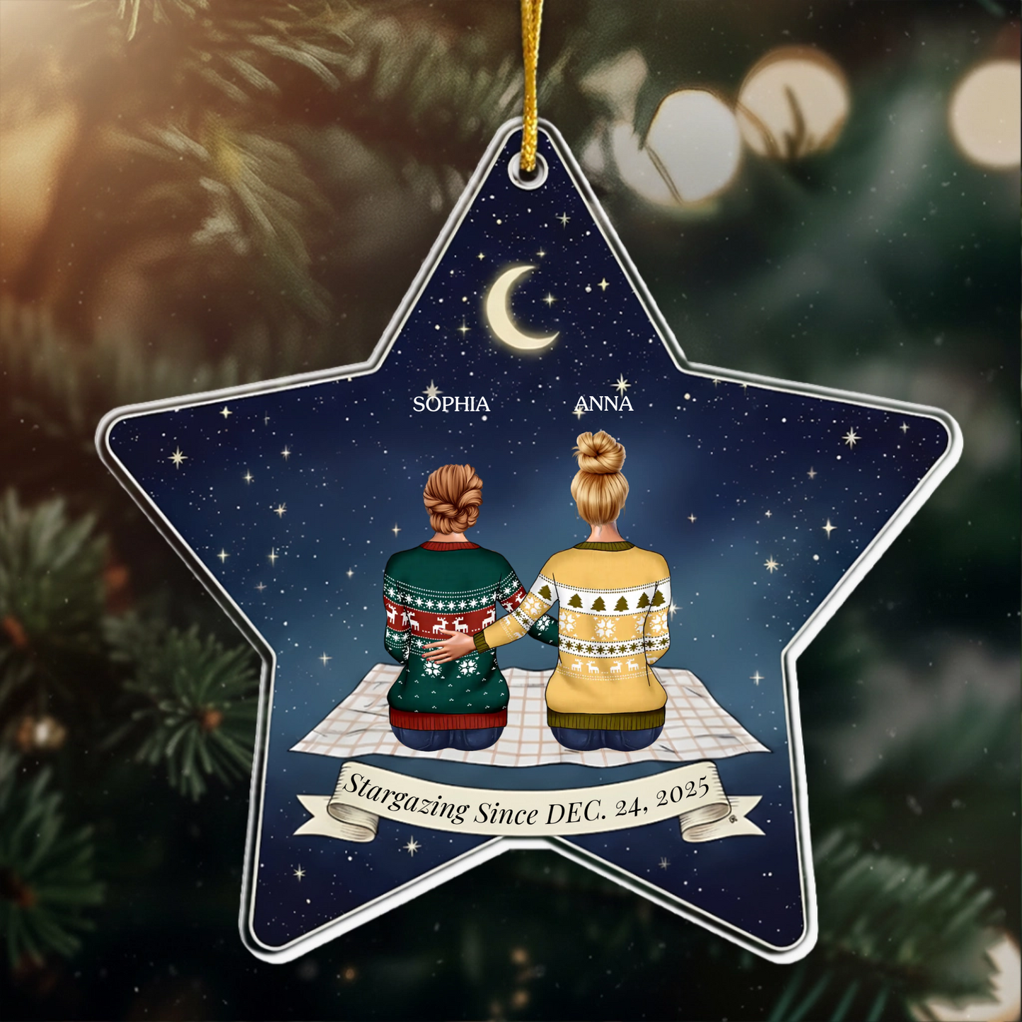 Personalized Trio Friend Ornament - Custom Name & Date Gift