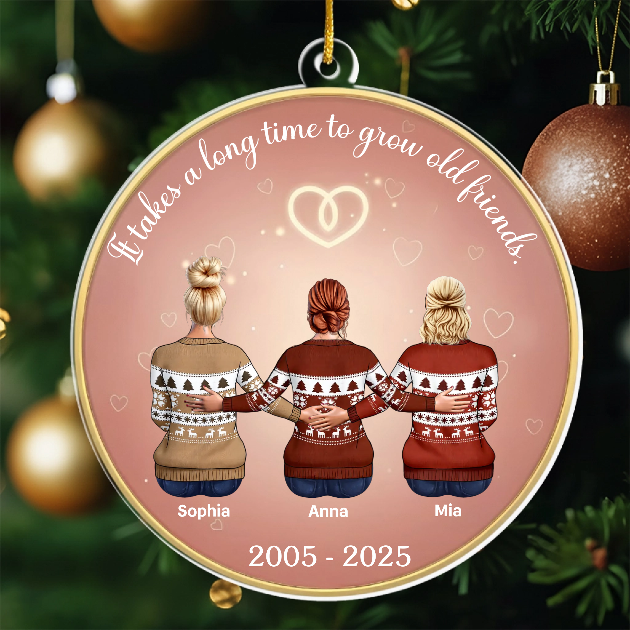 It Takes A Long Time To Grow An Old Friend - Personalized Best Friends Hug Ornament