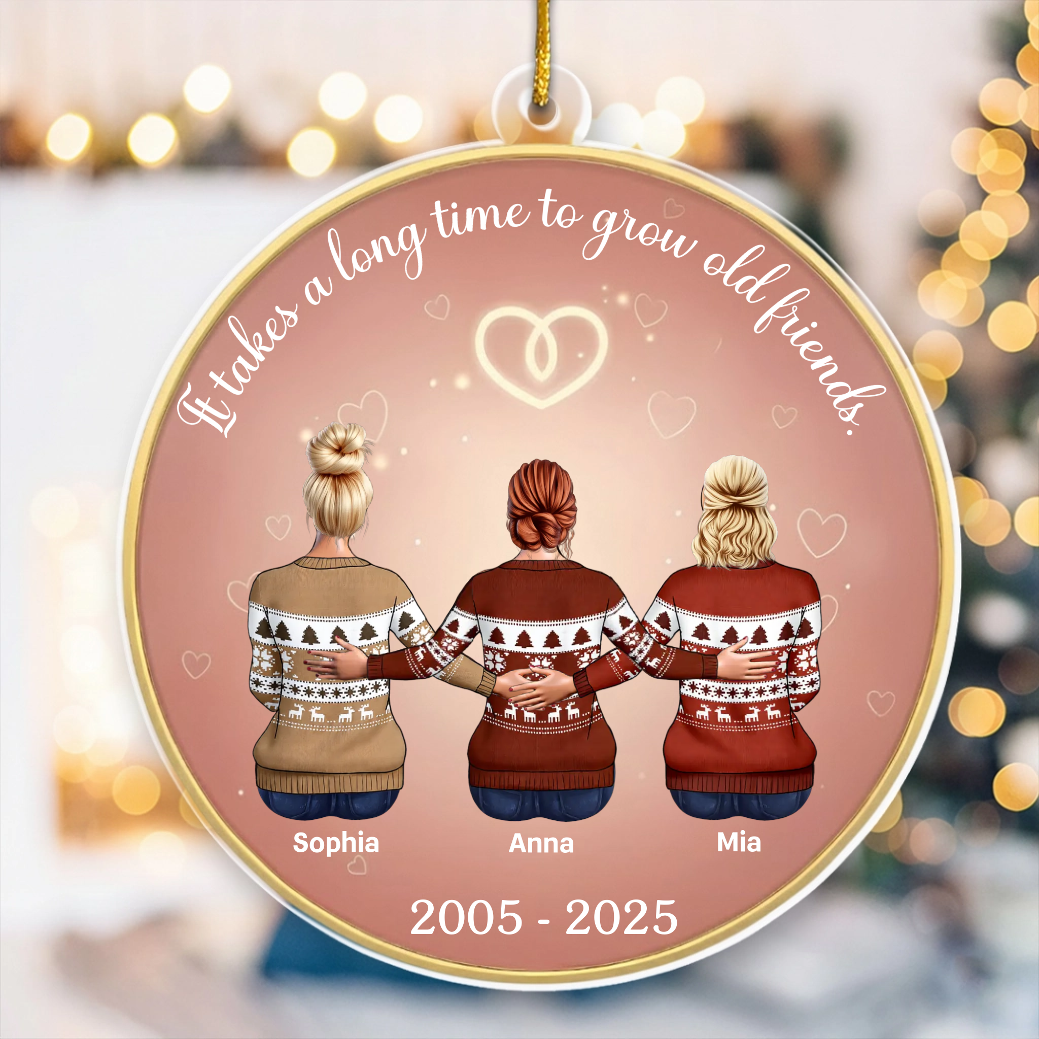 It Takes A Long Time To Grow An Old Friend - Personalized Best Friends Hug Ornament
