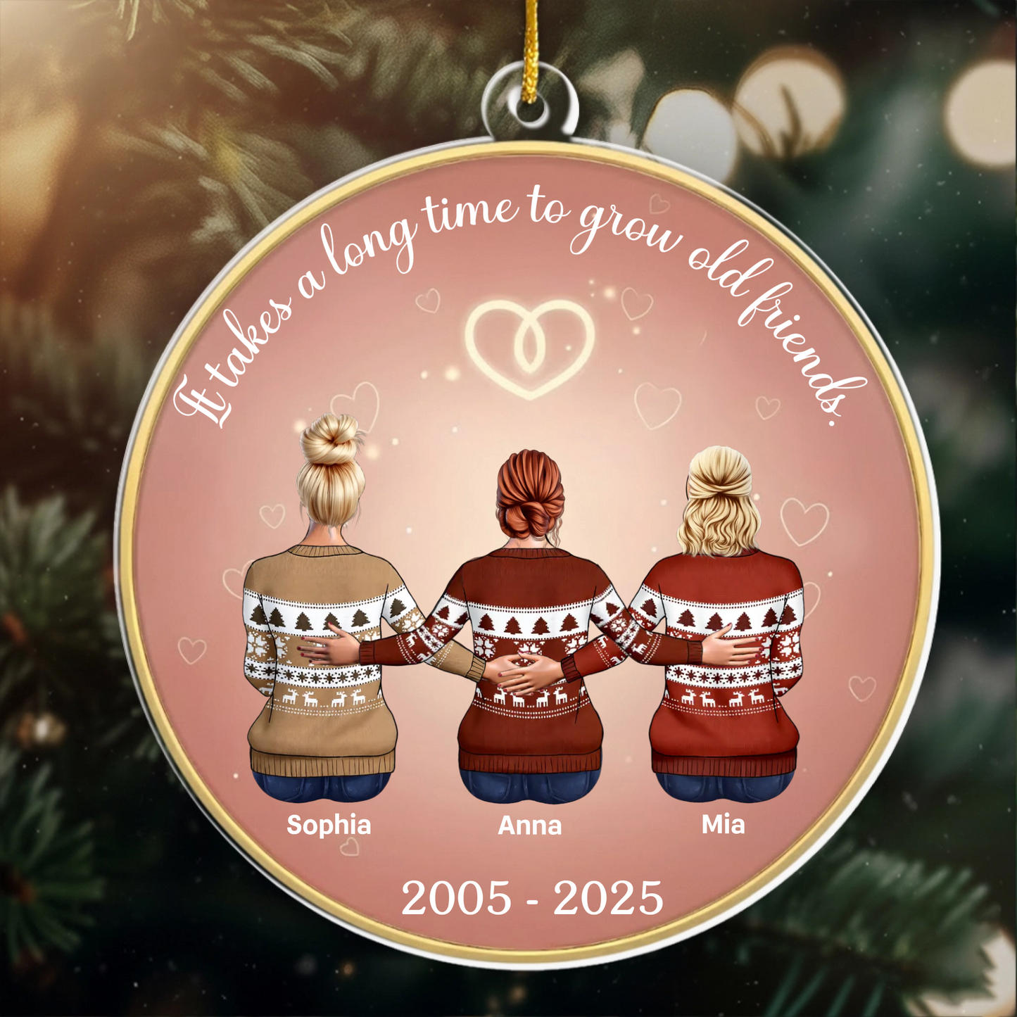 It Takes A Long Time To Grow An Old Friend - Personalized Best Friends Hug Ornament