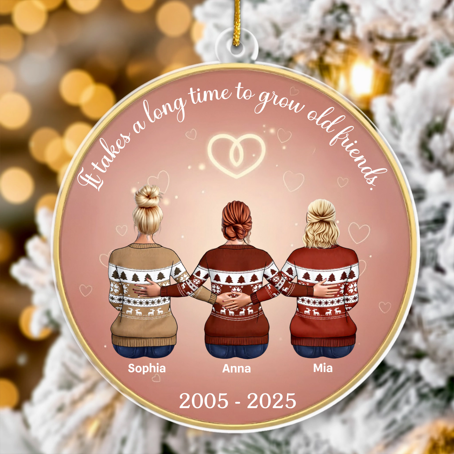 It Takes A Long Time To Grow An Old Friend - Personalized Best Friends Hug Ornament
