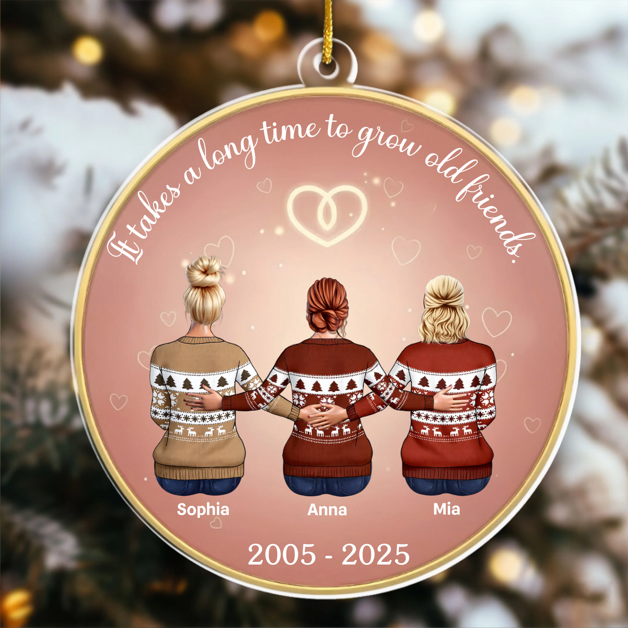 It Takes A Long Time To Grow An Old Friend - Personalized Best Friends Hug Ornament