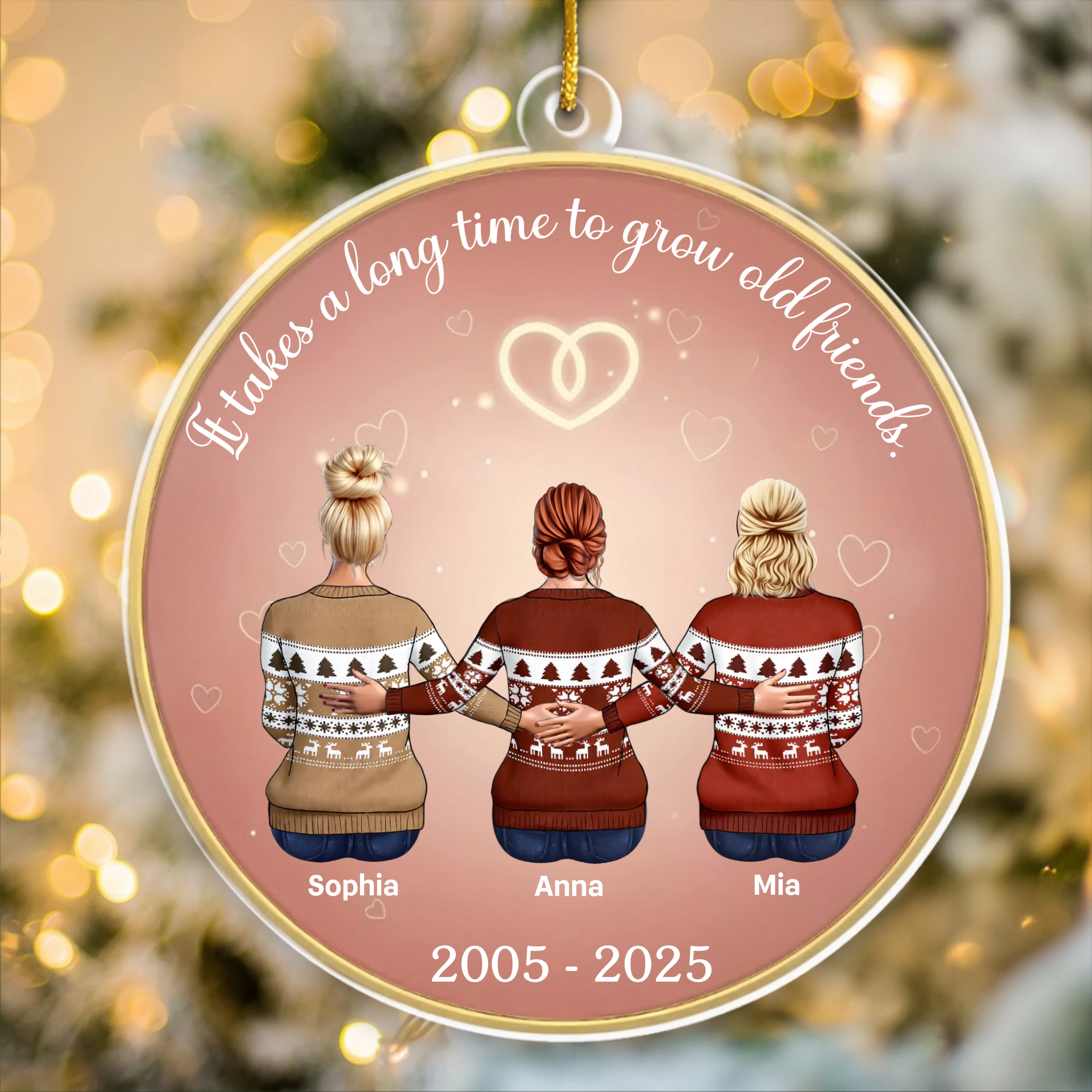 It Takes A Long Time To Grow An Old Friend - Personalized Best Friends Hug Ornament