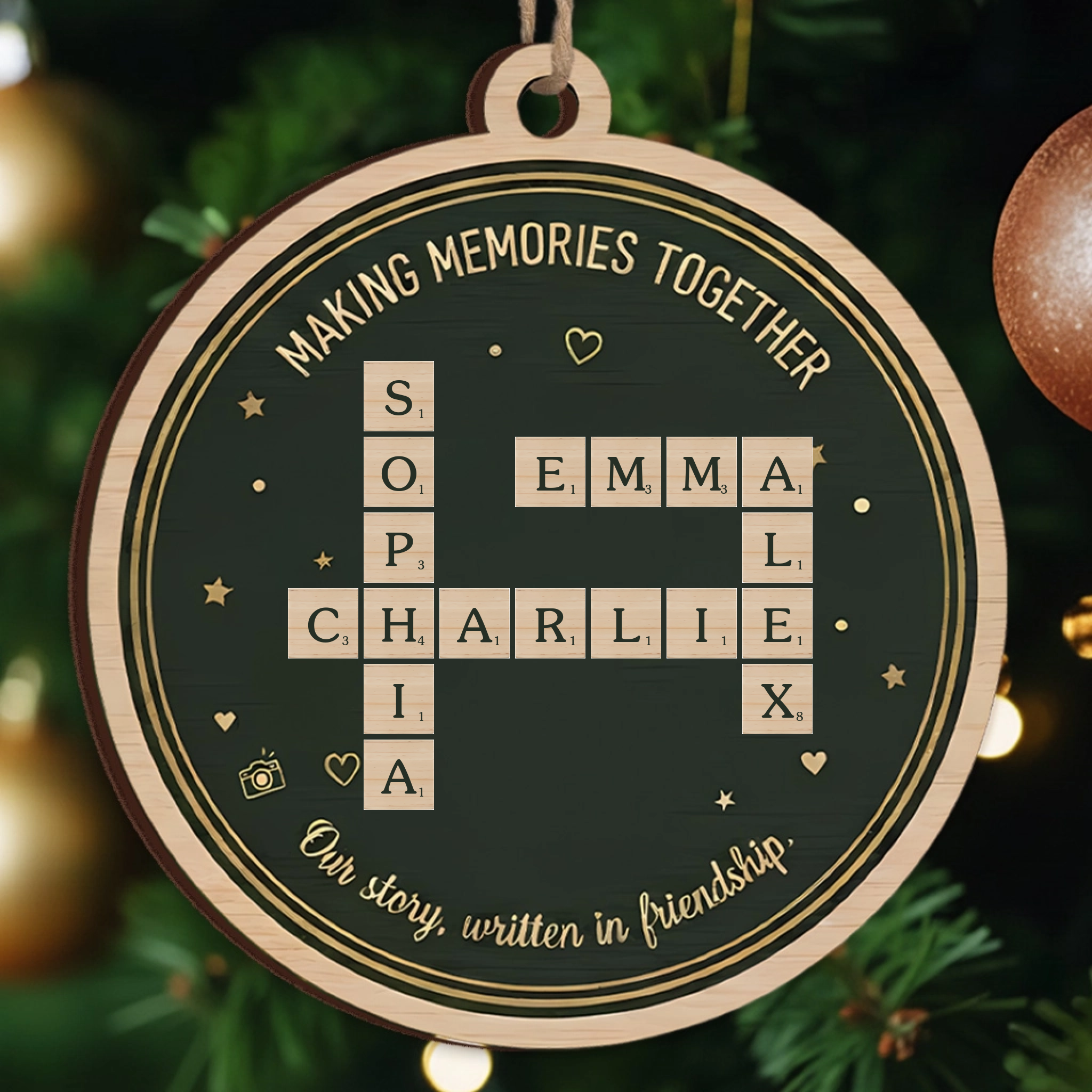 Making Memories Together Ornament - Personalized Name Connection Christmas Decor