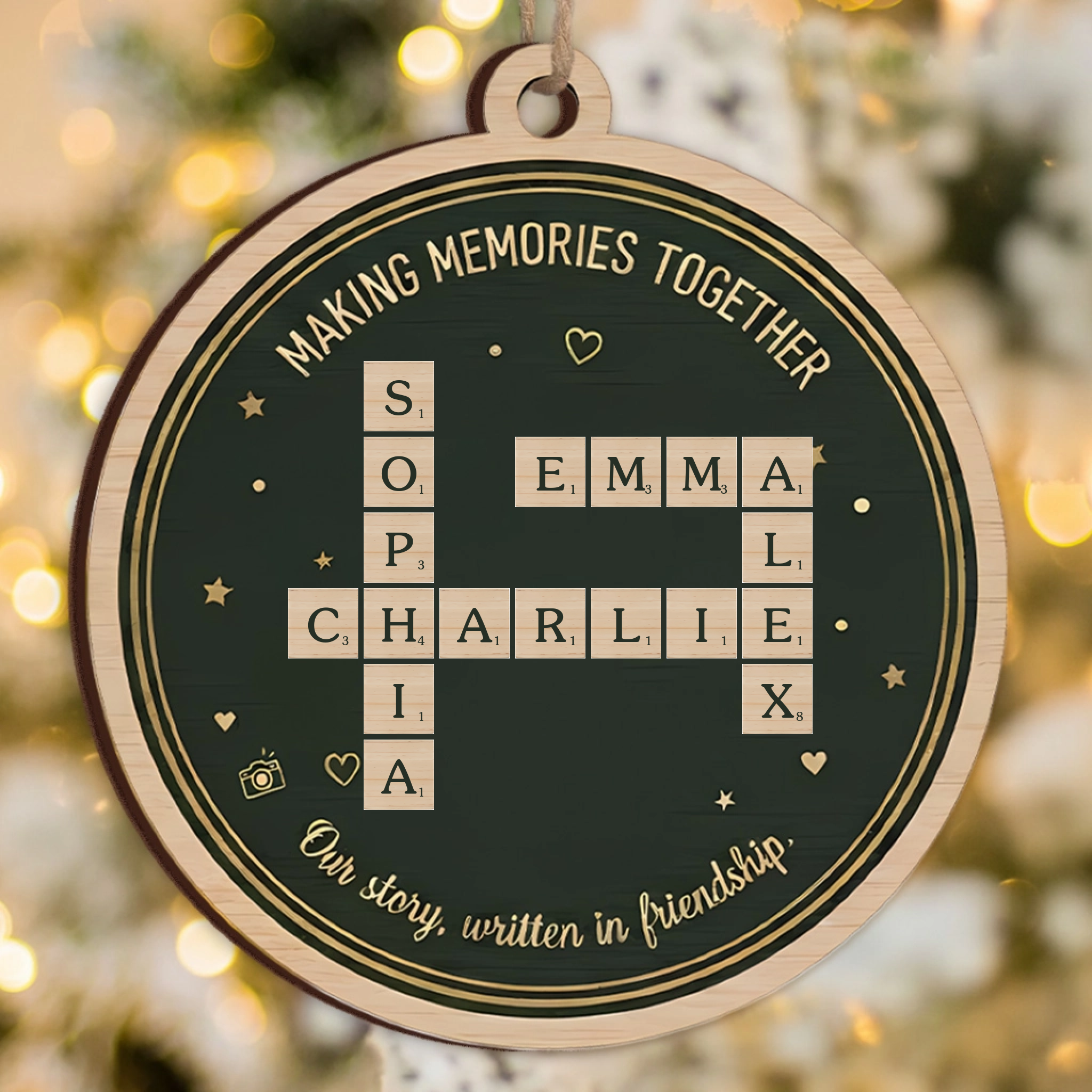Making Memories Together Ornament - Personalized Name Connection Christmas Decor