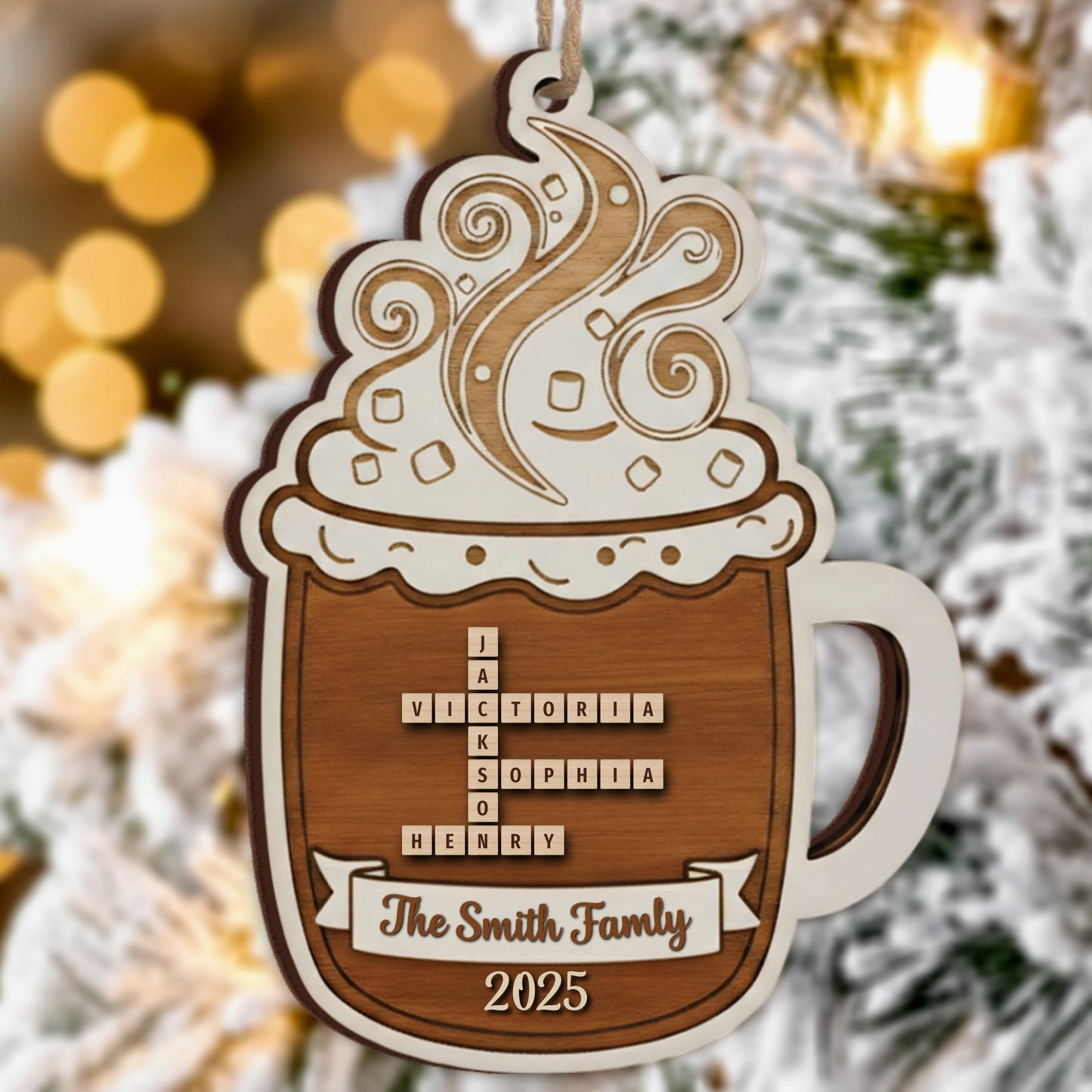 Hot Chocolate Family Ornament 2025 - Custom Name Keepsake