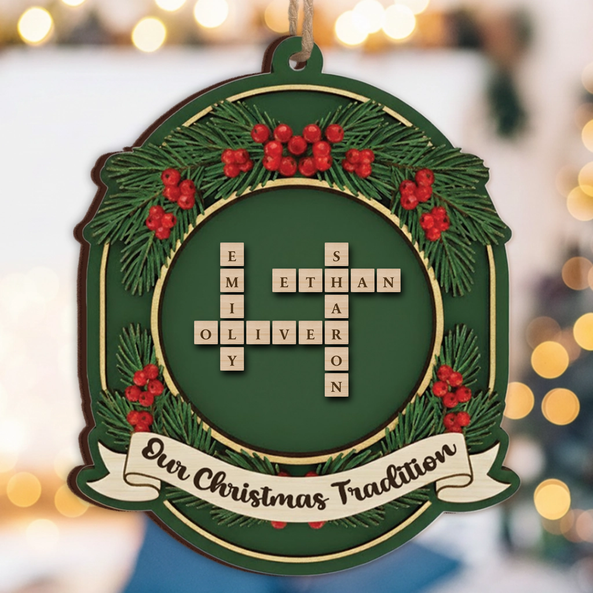Our Christmas Tradition Personalized Family Ornament - Custom Name Tiles Keepsake