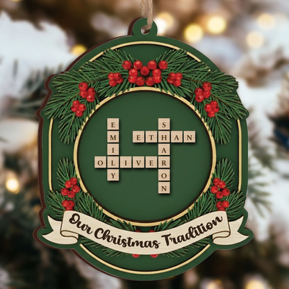 Our Christmas Tradition Personalized Family Ornament - Custom Name Tiles Keepsake