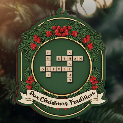 Our Christmas Tradition Personalized Family Ornament - Custom Name Tiles Keepsake