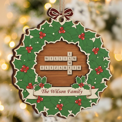 Custom Scrabble Family Roles Ornament - Wreath Frame Christmas Gift 2025