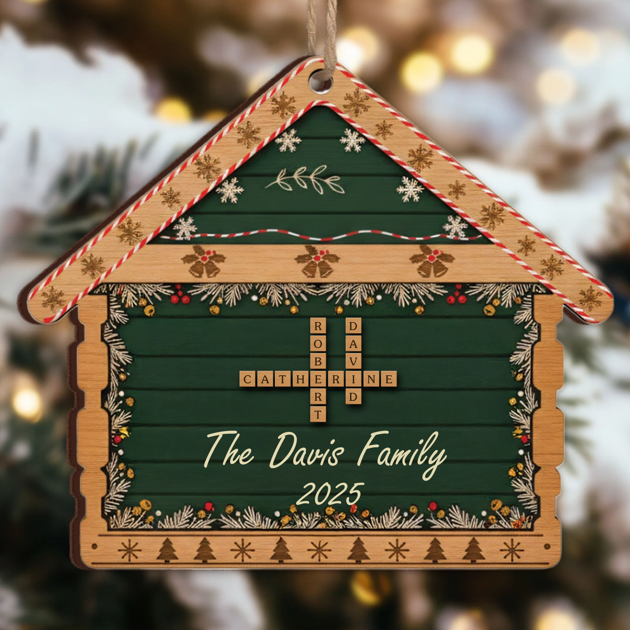 First Home/New Home Personalized Ornament - Custom Family Name Tiles Gift