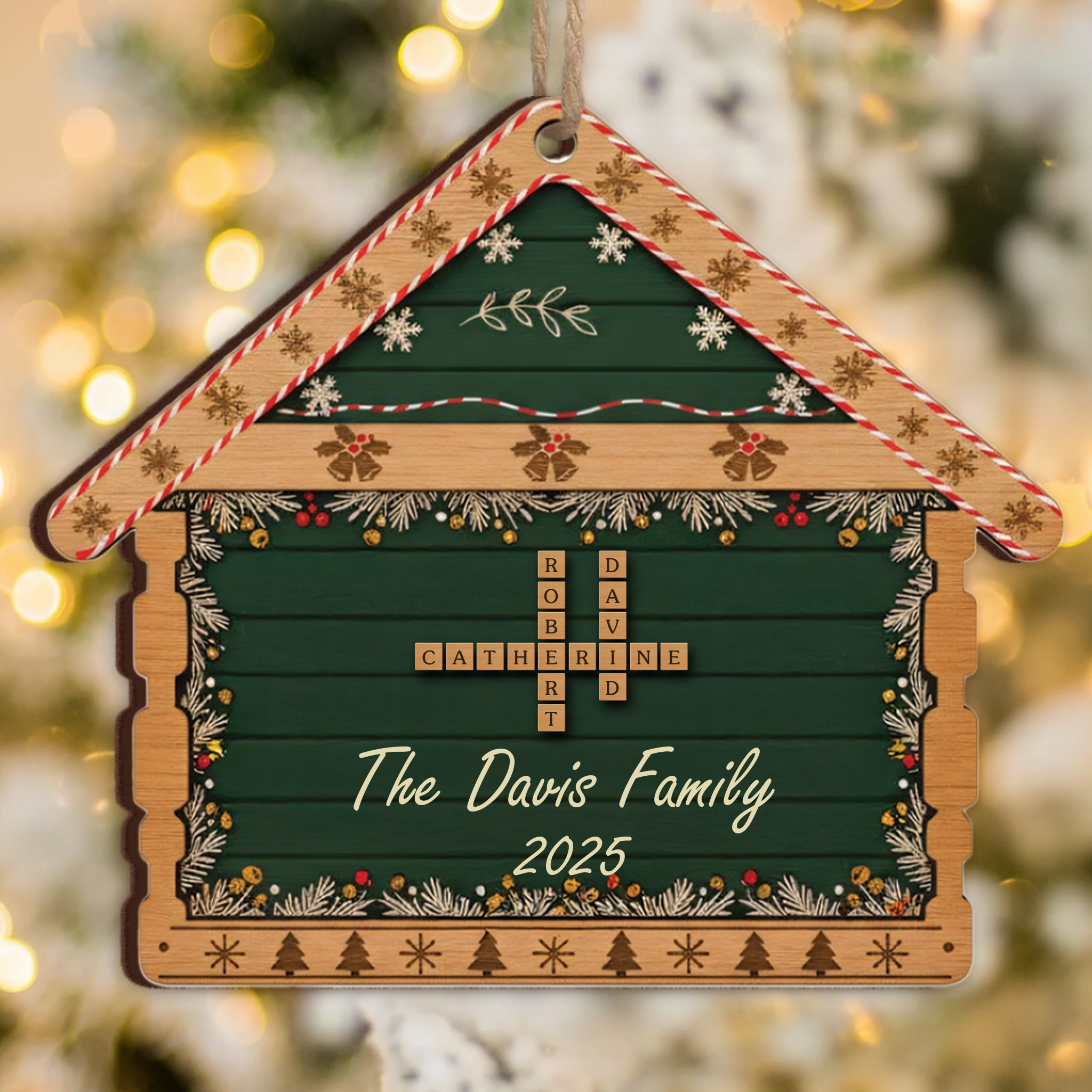 First Home/New Home Personalized Ornament - Custom Family Name Tiles Gift